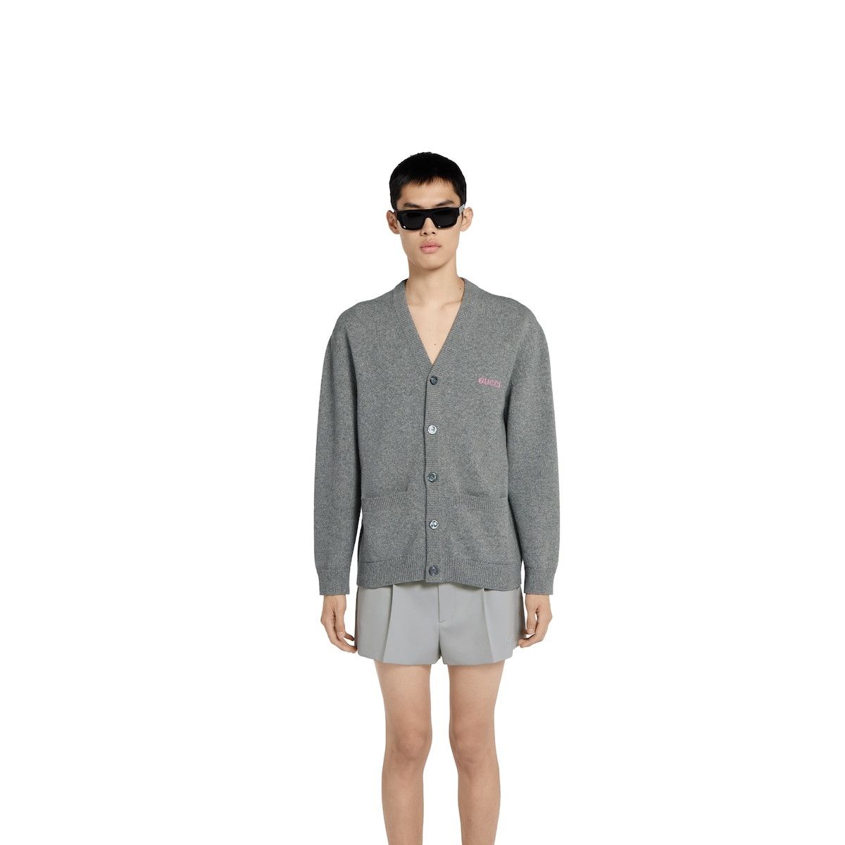 Gucci o1s1wg110925 Wool Cashmere Cardigan With Intarsia in Grey Size US S / EU 44-46 / 1 - 3 Thumbnail