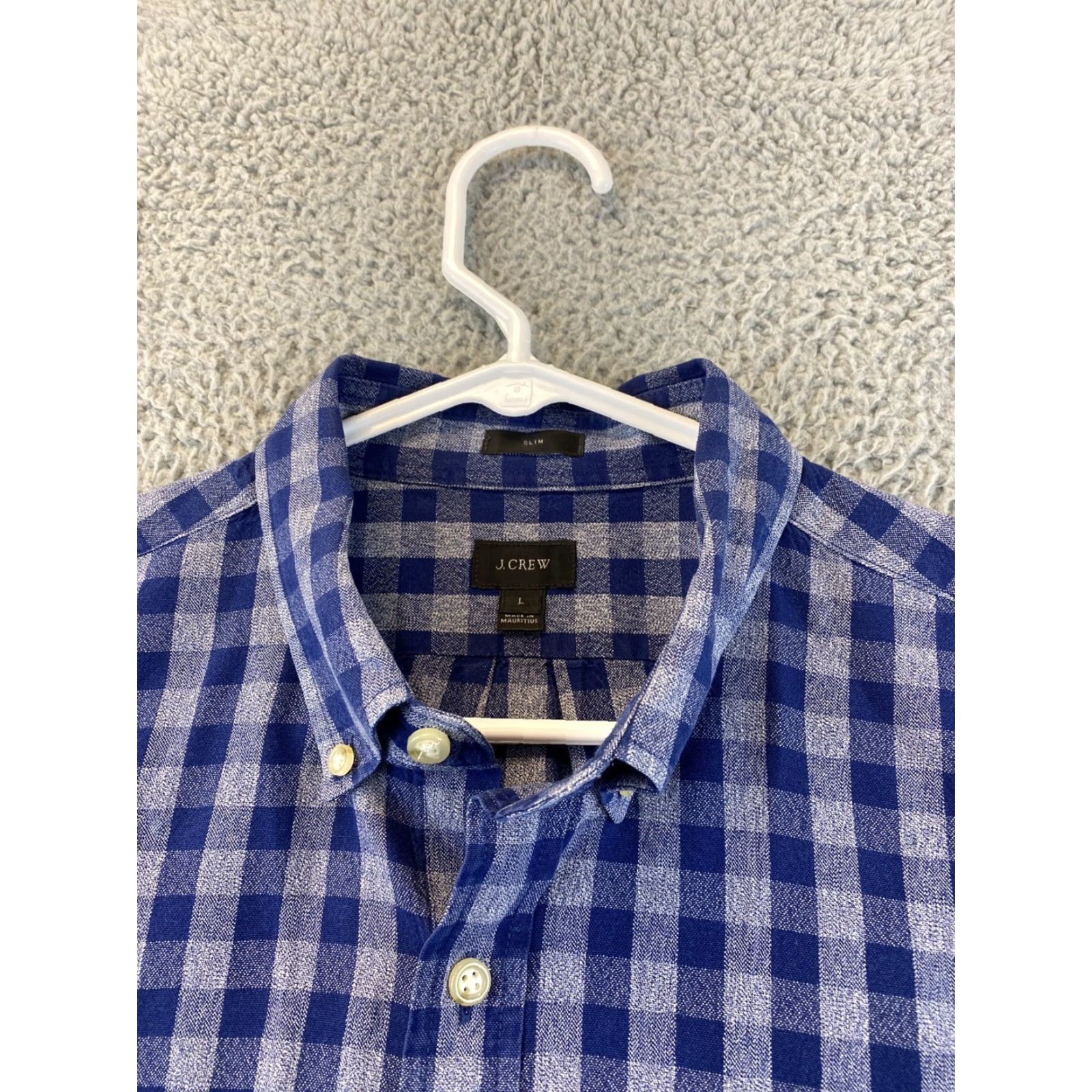 J.Crew J. Crew Slim Check Long Sleeve Dress Shirt Size Large Blue Gray /79-10 Size 42R - 3 Thumbnail