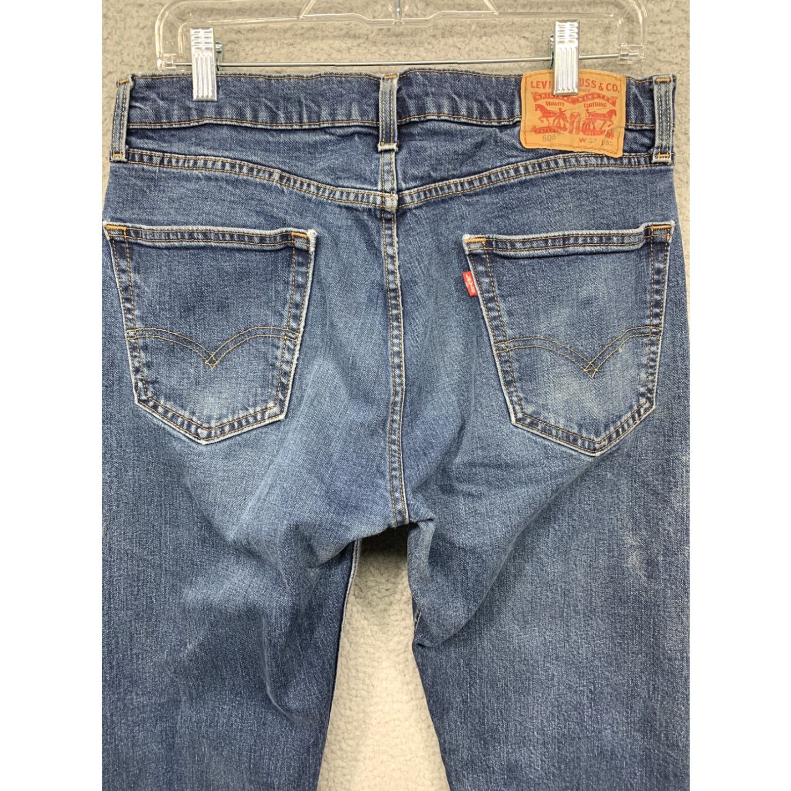 Levi's Levi's 505 Jeans Mens 33 x 30.5 Straight Leg 5-Pocket Rivets LOGO Red Tab Blue Denim Cotton Elastane Size US 33 - 5 Thumbnail