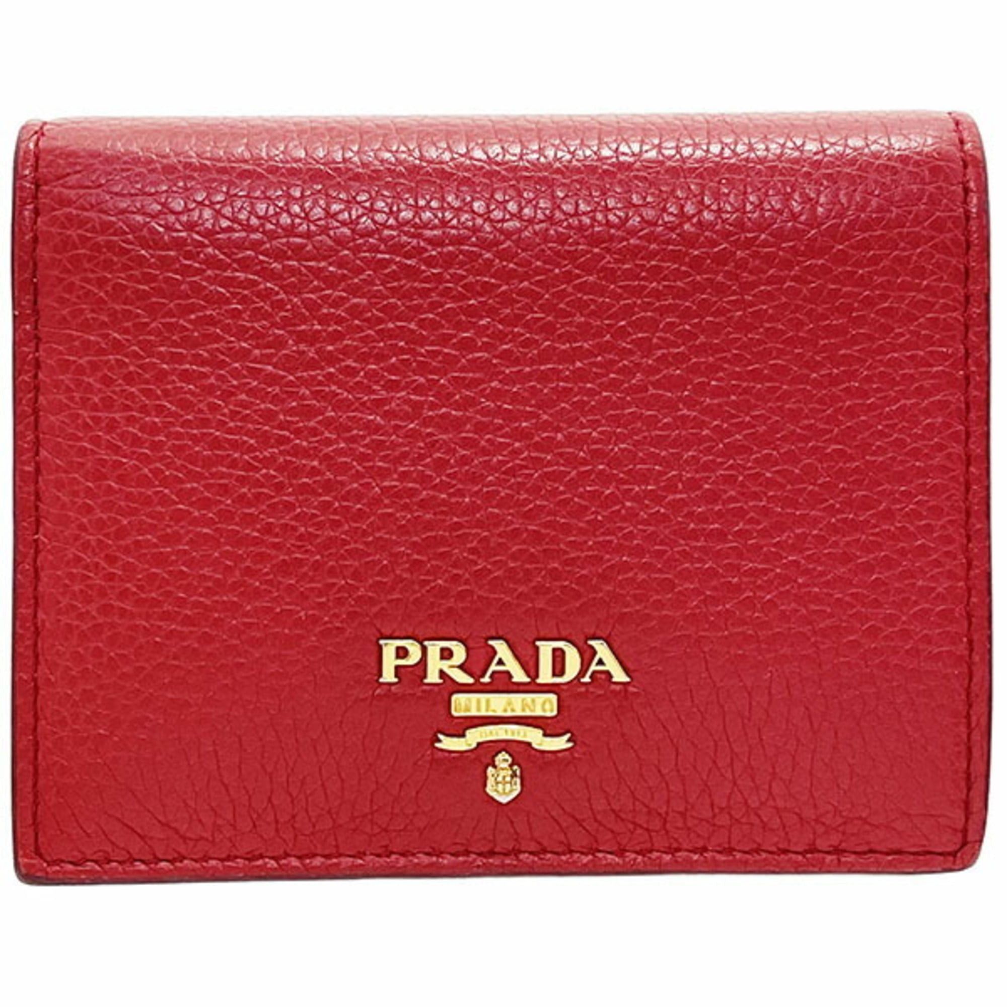 Prada Prada Bi-fold Wallet, Leather, Rosso Red and Navy, 1MV204, PRADA Bi-color Compact RR-16920 Size ONE SIZE - 1 Thumbnail