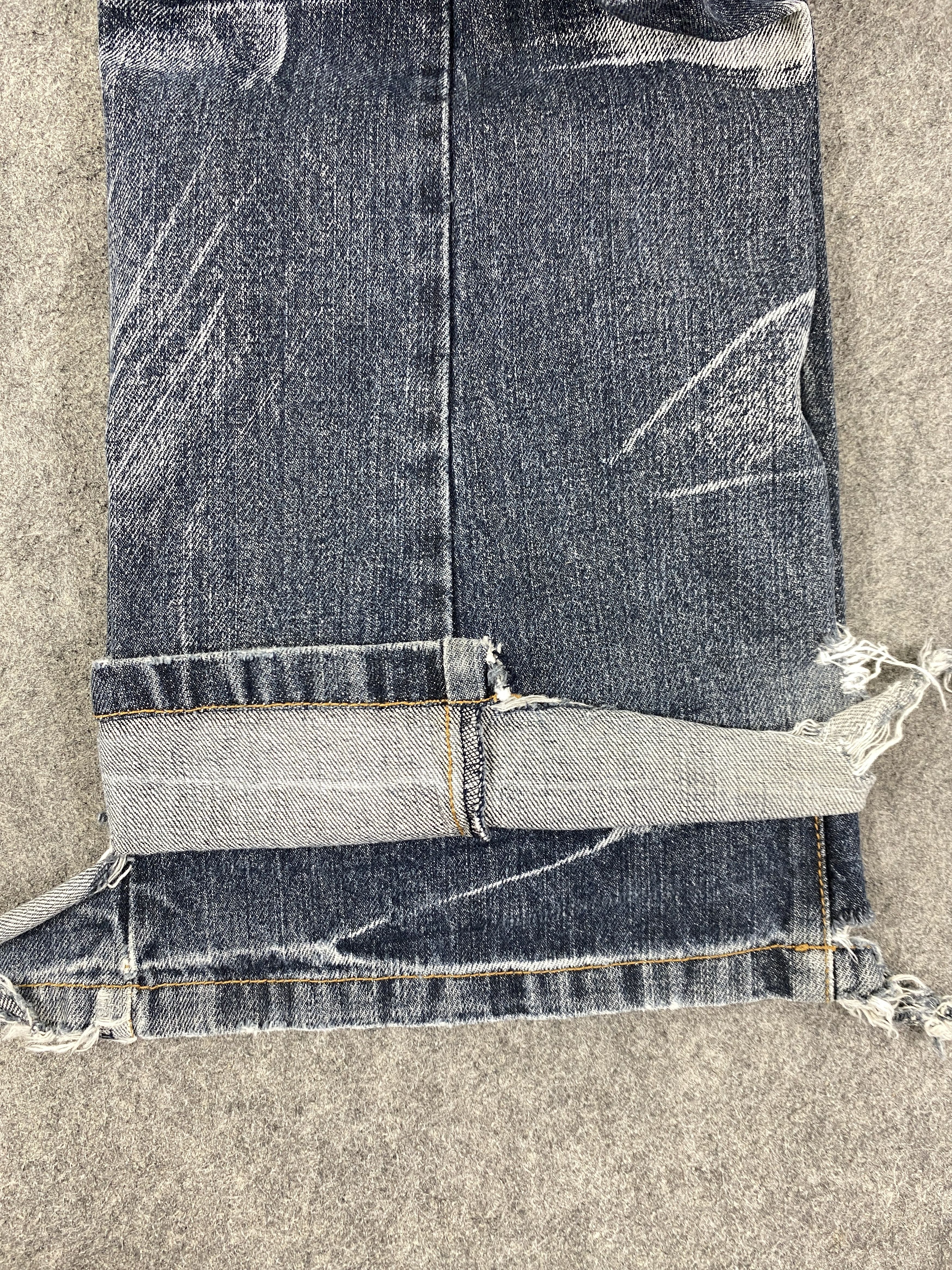 If Six Was Nine Distressed Blue LowBox Flare Jeans Denim 32x33 - JN3265 Size US 32 / EU 48 - 11 Thumbnail