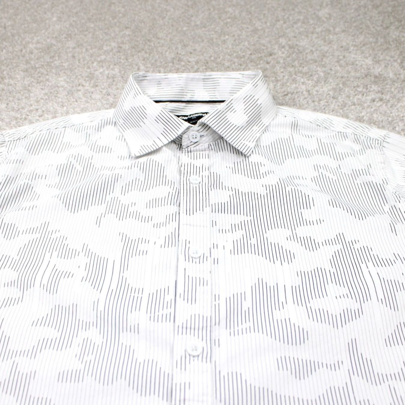 Karl Lagerfeld Karl Lagerfeld Paris Shirt Mens Medium White/Blue Cotton/Poly L/S Button Up Shirt Size US M / EU 48-50 / 2 - 5 Thumbnail