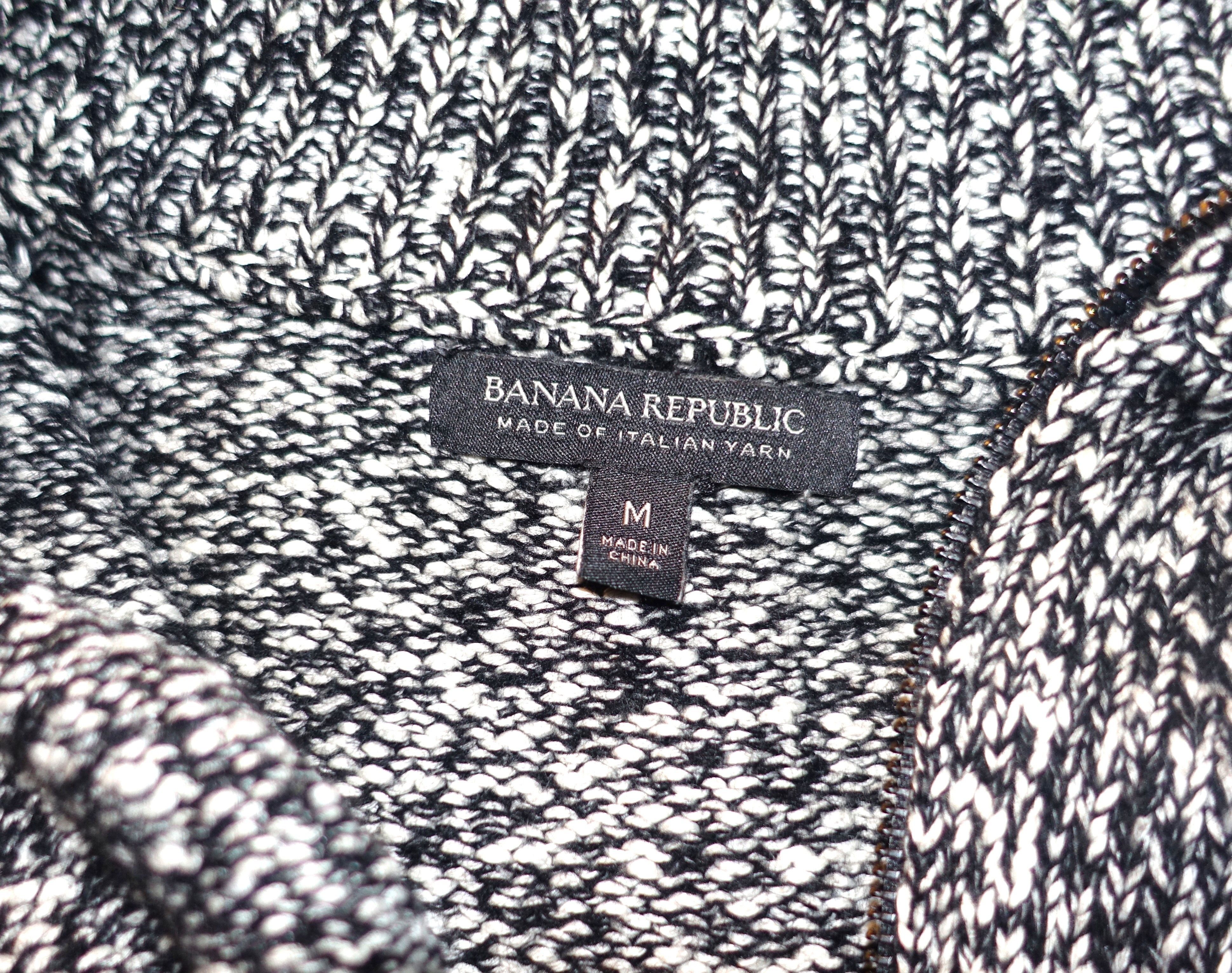 Banana Republic Banana Republic Black White Wool Zip Up Sweater M Size US M / EU 48-50 / 2 - 5 Thumbnail