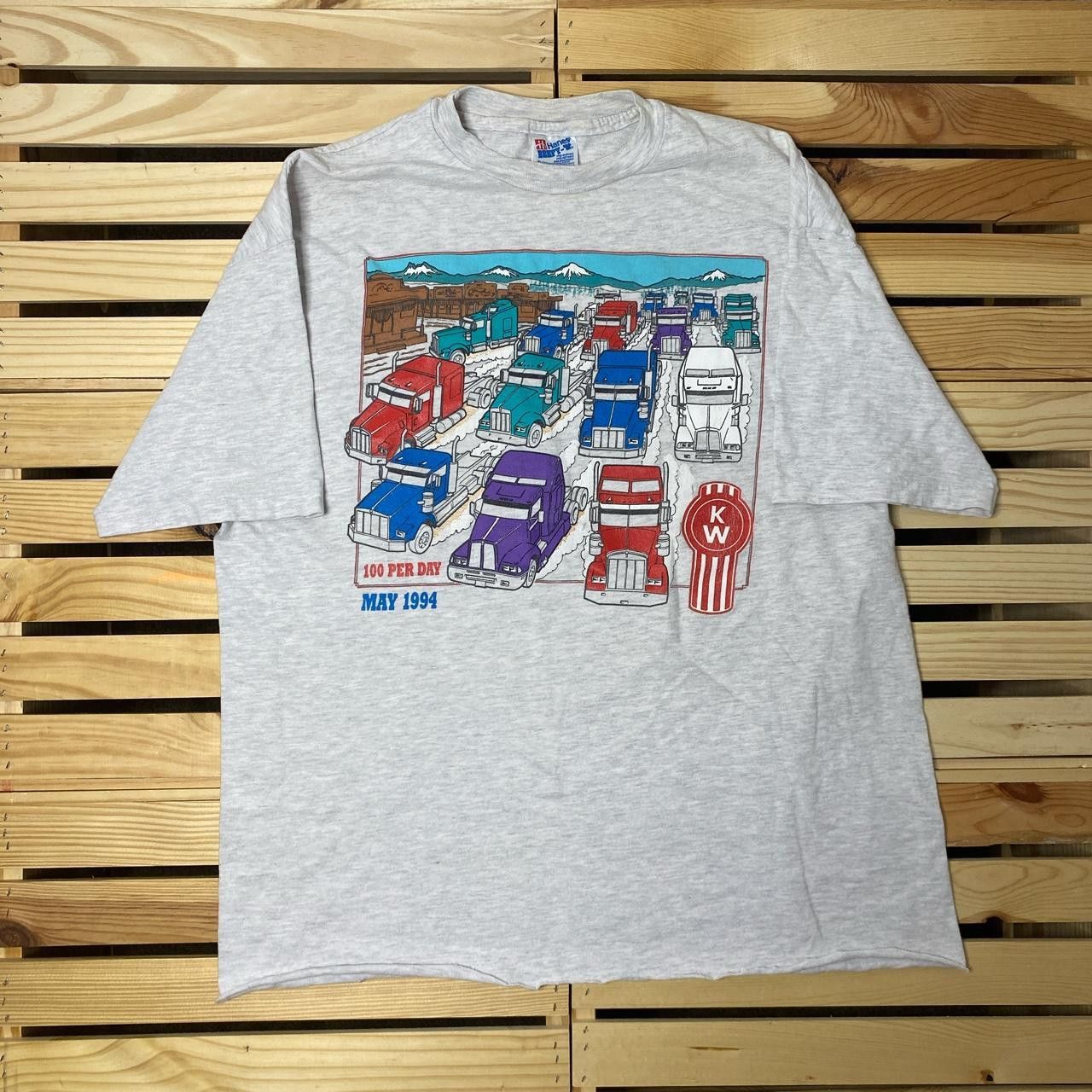 Hanes Vintage Kenworth 1994 Gray Trashed Trucking Tee Size XL Size US XL / EU 56 / 4 - 1 Thumbnail