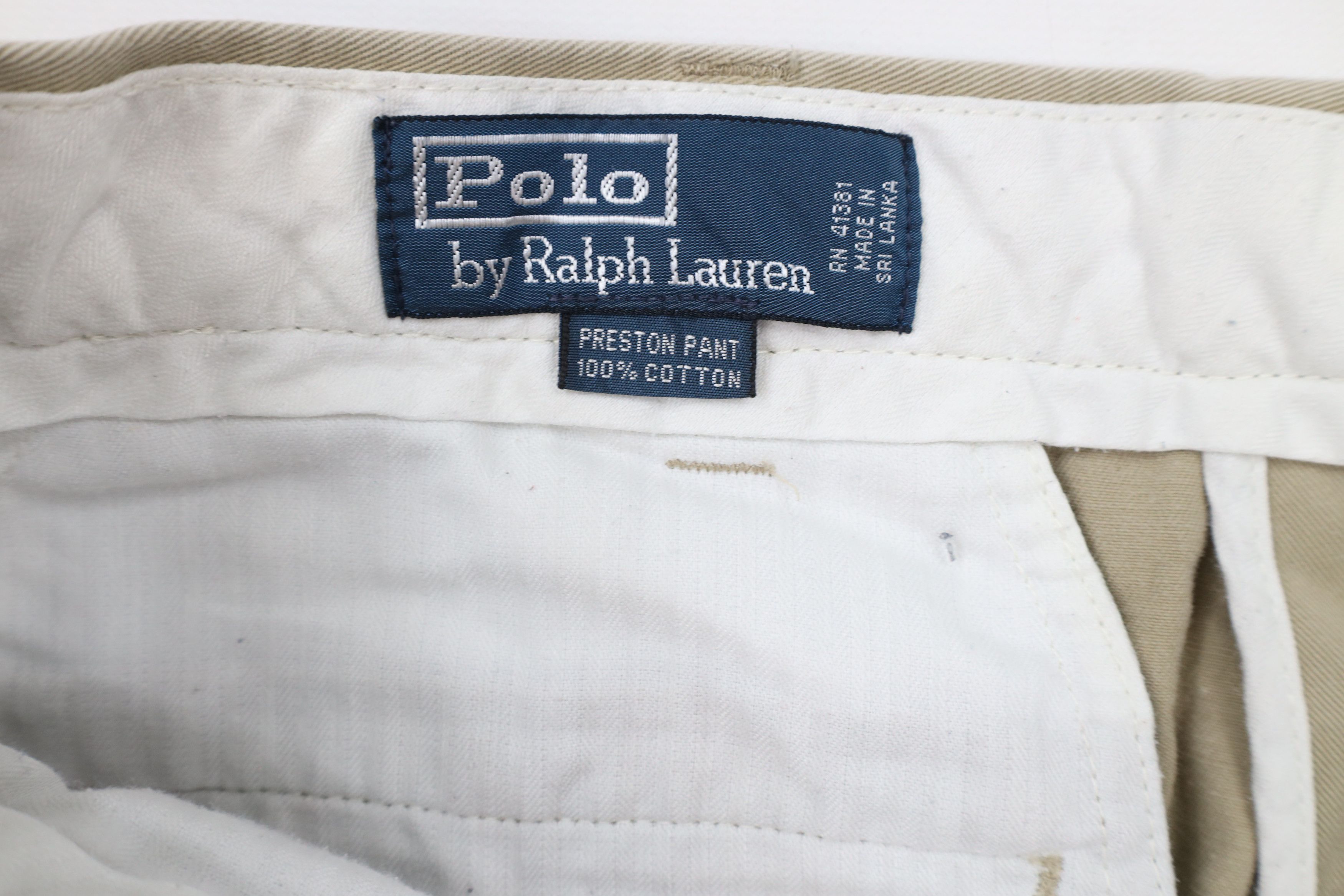 Ralph Lauren × Vintage Vintage 90s Ralph Lauren Leg Chino Pants Beige Cotton Size US 35 - 7 Thumbnail