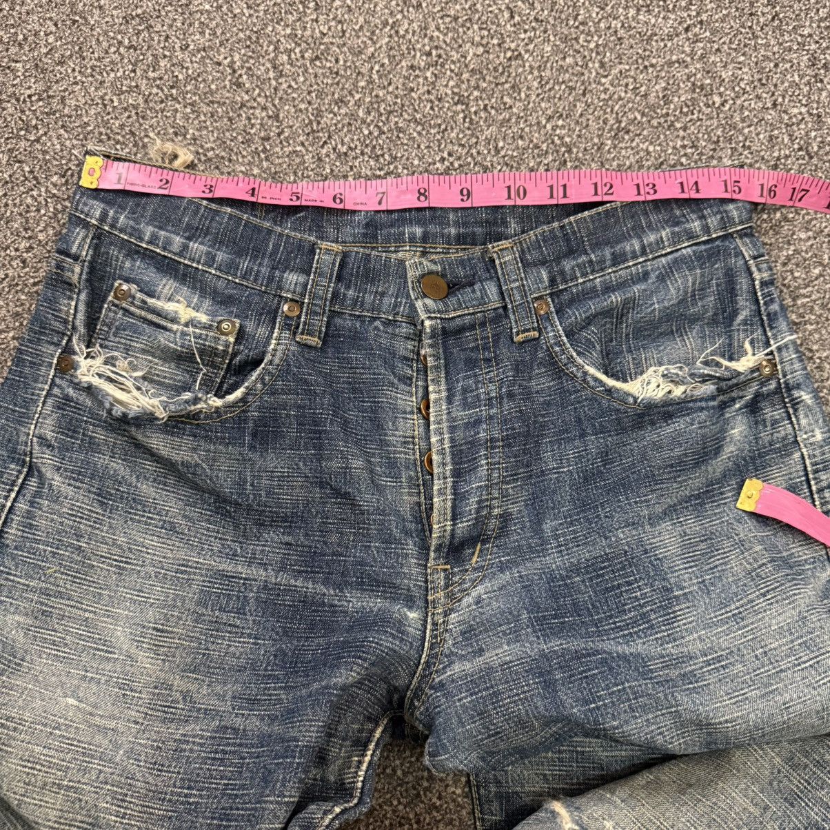 Indigo 🔥🇯🇵 Vintage 90s Crazy Distressed KU Handcraft Raw Denim Size US 31 - 16 Thumbnail
