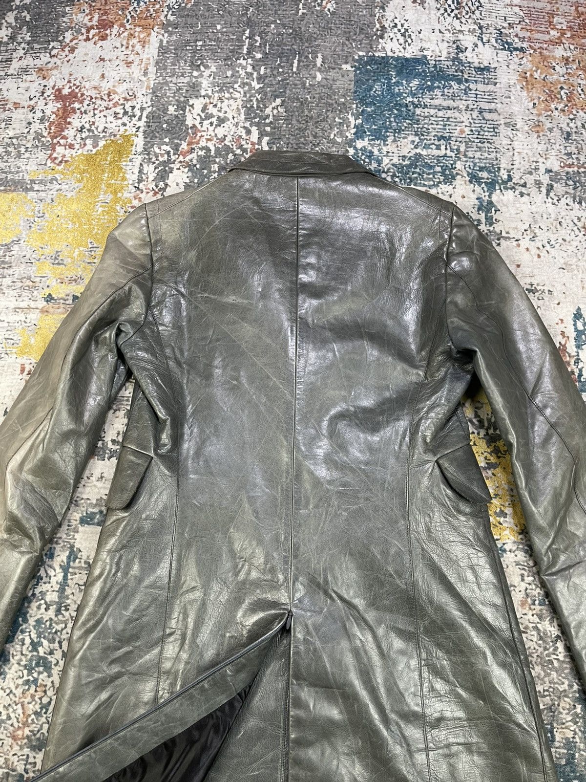 Costume National CoSTUME National Distressed Leather Trench Coat Size S / US 4 / IT 40 - 3 Thumbnail
