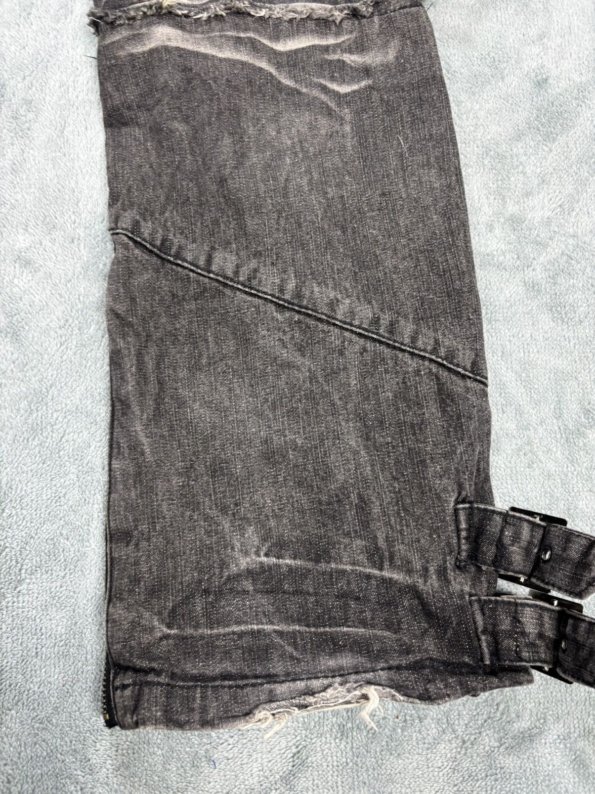 14th Addiction Black Boccaro Bondage Distressed Flared Jeans S0222 Size US 29 - 12 Thumbnail