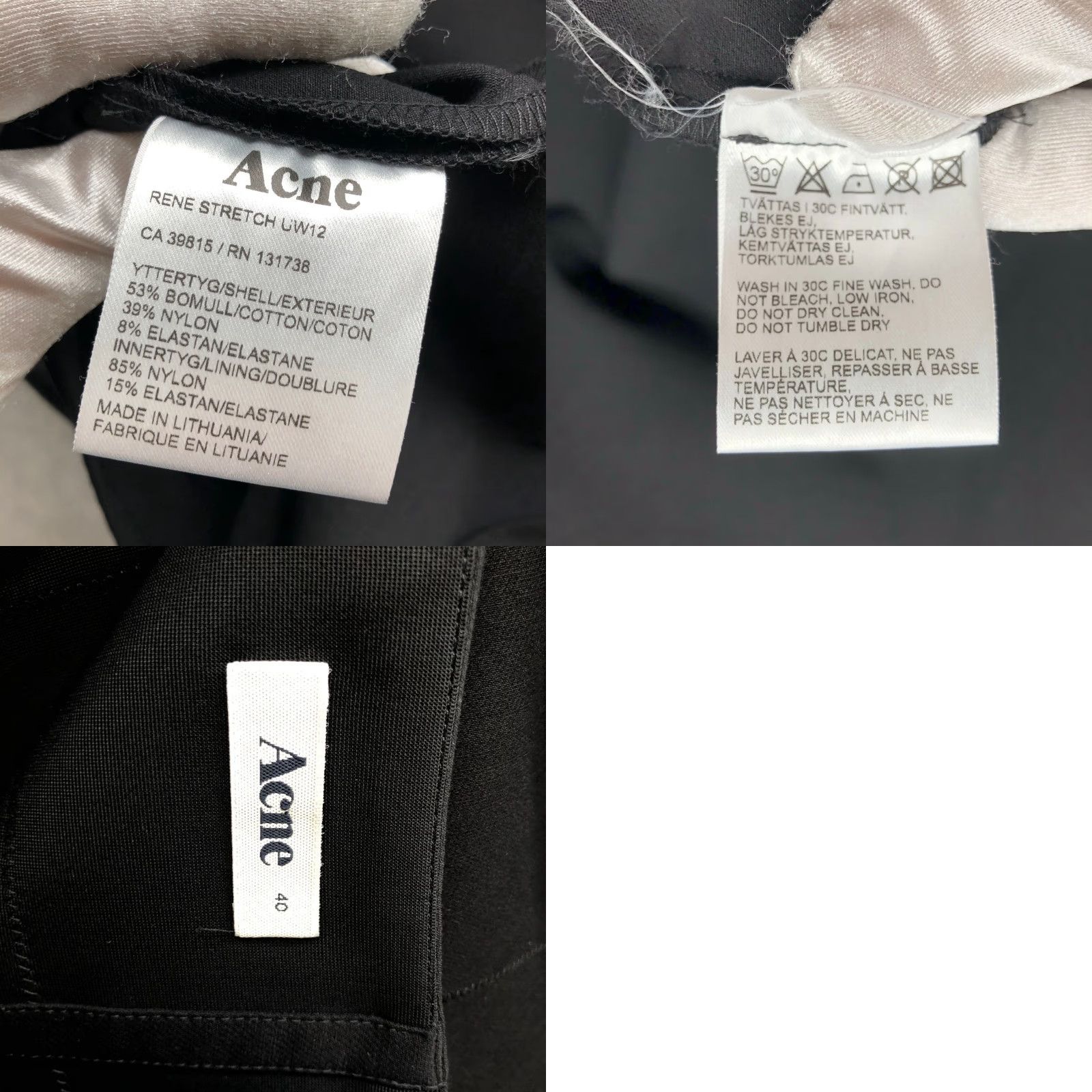 Acne Studios Acne Studios Rene Stretch Pencil Skirt Womens 8 Black Zip Cotton Blend Skirt Knee Length Satin Tweed Fall Spring Summer Size 30" / US 8 / IT 44 - 8 Thumbnail