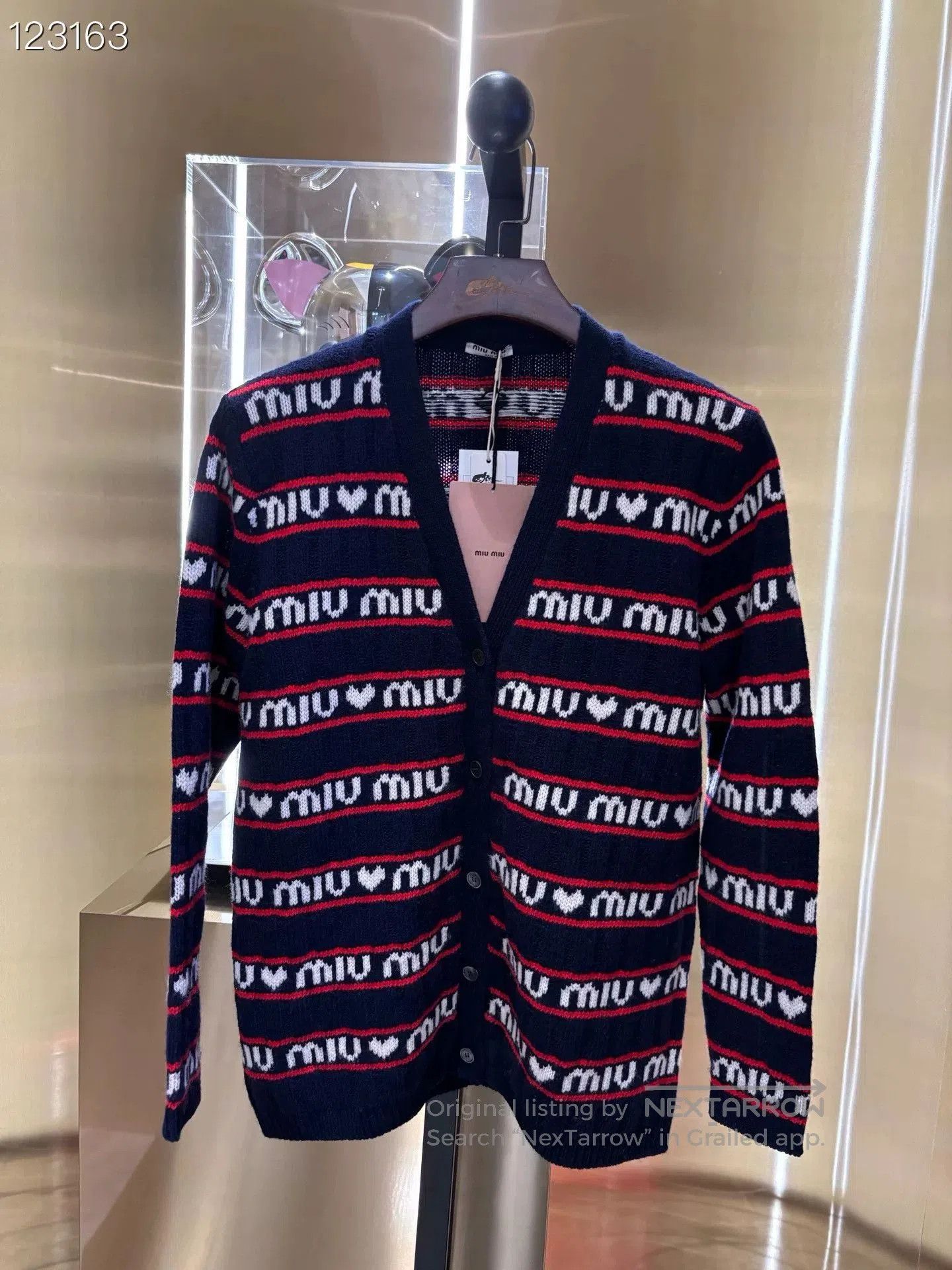 Miu Miu Miu Miu Logo Striped Knit Cardigan. Size XS / US 0-2 / IT 36-38 - 1 Thumbnail
