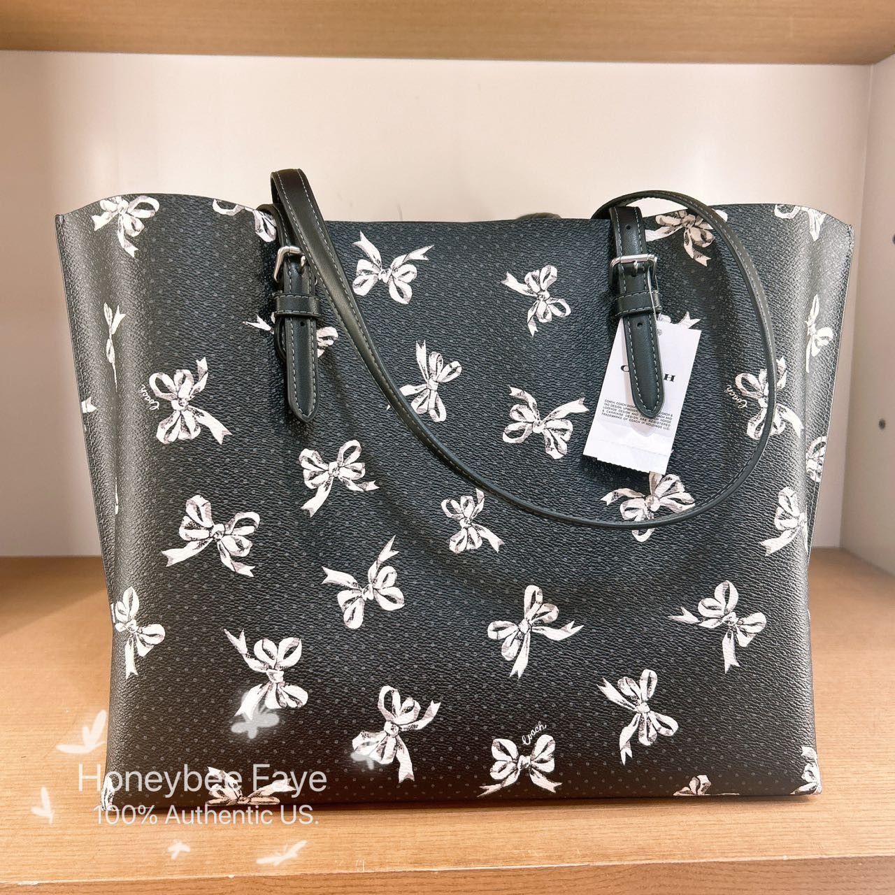 Coach NWT Coach Mollie Tote Bag With Bow Print CY647 Size ONE SIZE - 6 Thumbnail