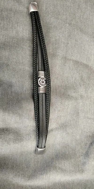 Other Hexagram Star of David Leather Bracelet Cuff Gift For Him Size ONE SIZE - 1 Thumbnail