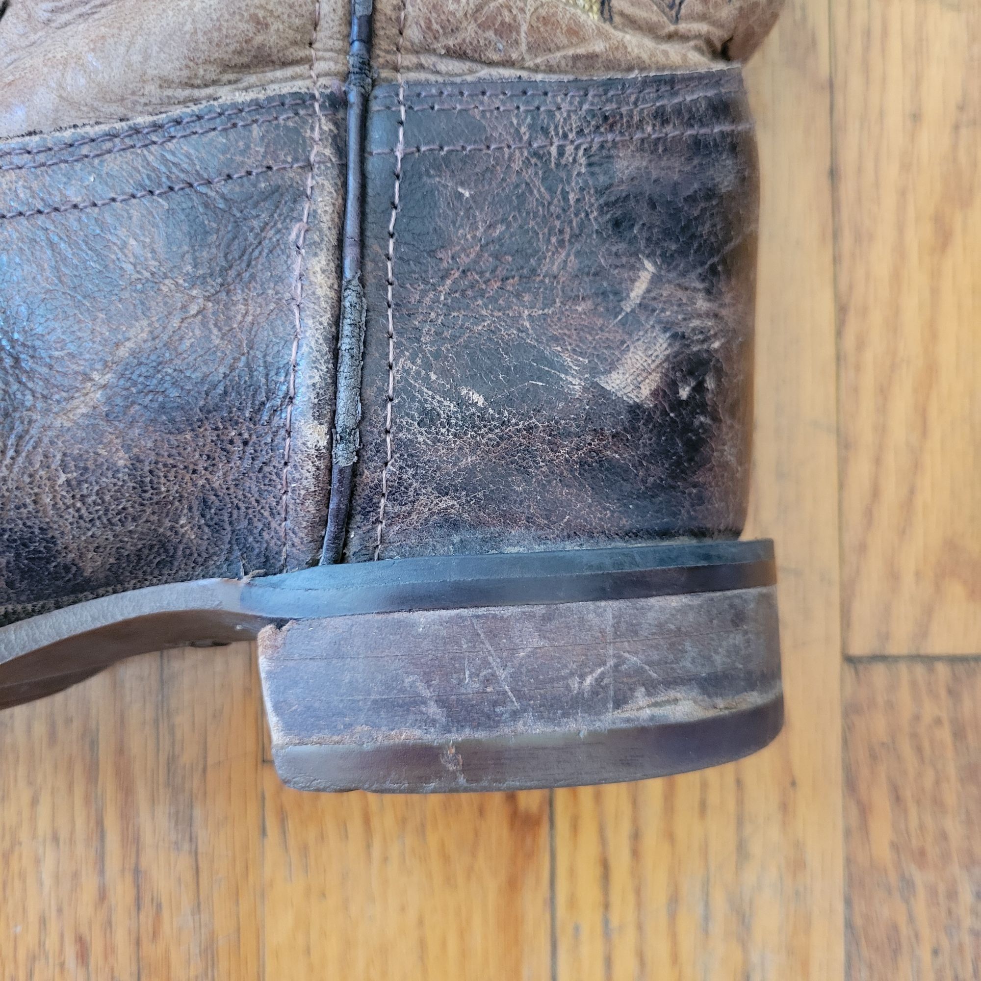 Other Old West Leather Cowboy Boots 5D Square Toe Western Grunge Size US 6.5 / IT 36.5 - 10 Thumbnail