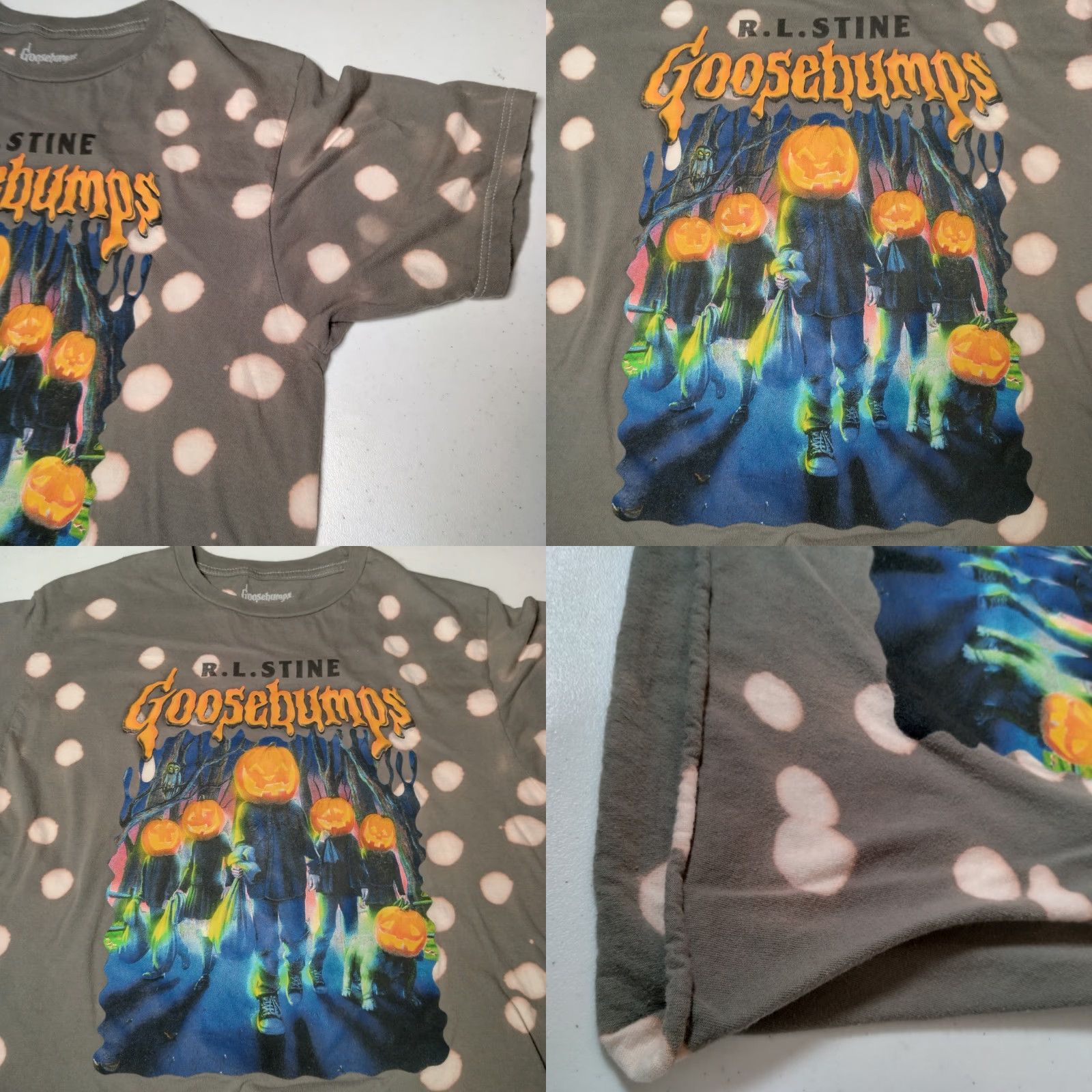 Vintage VINTAGE Goosebumps T-Shirt Women Medium Cropped Pumpkin Head Graphic Bleach Dyed Gray Halloween Horror Reading Novel Casual Summer Size M / US 6-8 / IT 42-44 - 8 Thumbnail