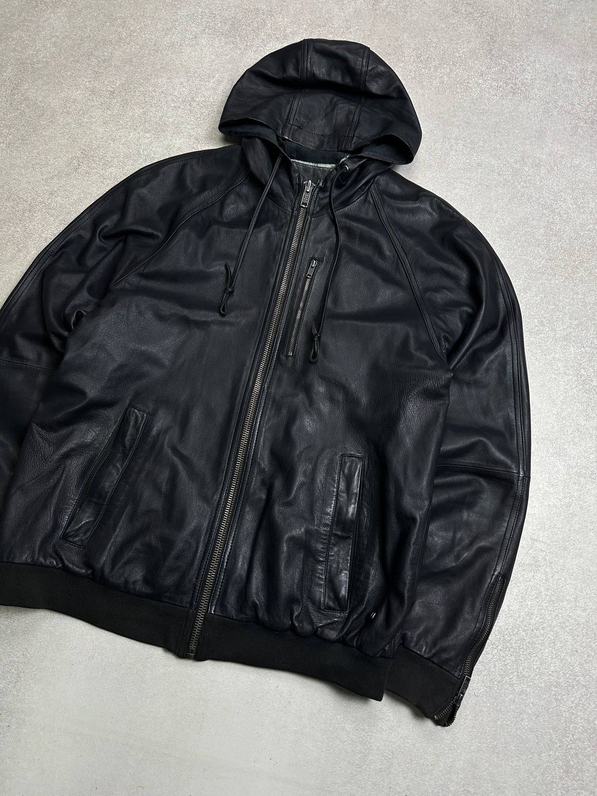 Marc Jacobs Marc by Marc Jacobs Waking Night Leather Hooded Jacket L Size US L / EU 52-54 / 3 - 5 Thumbnail