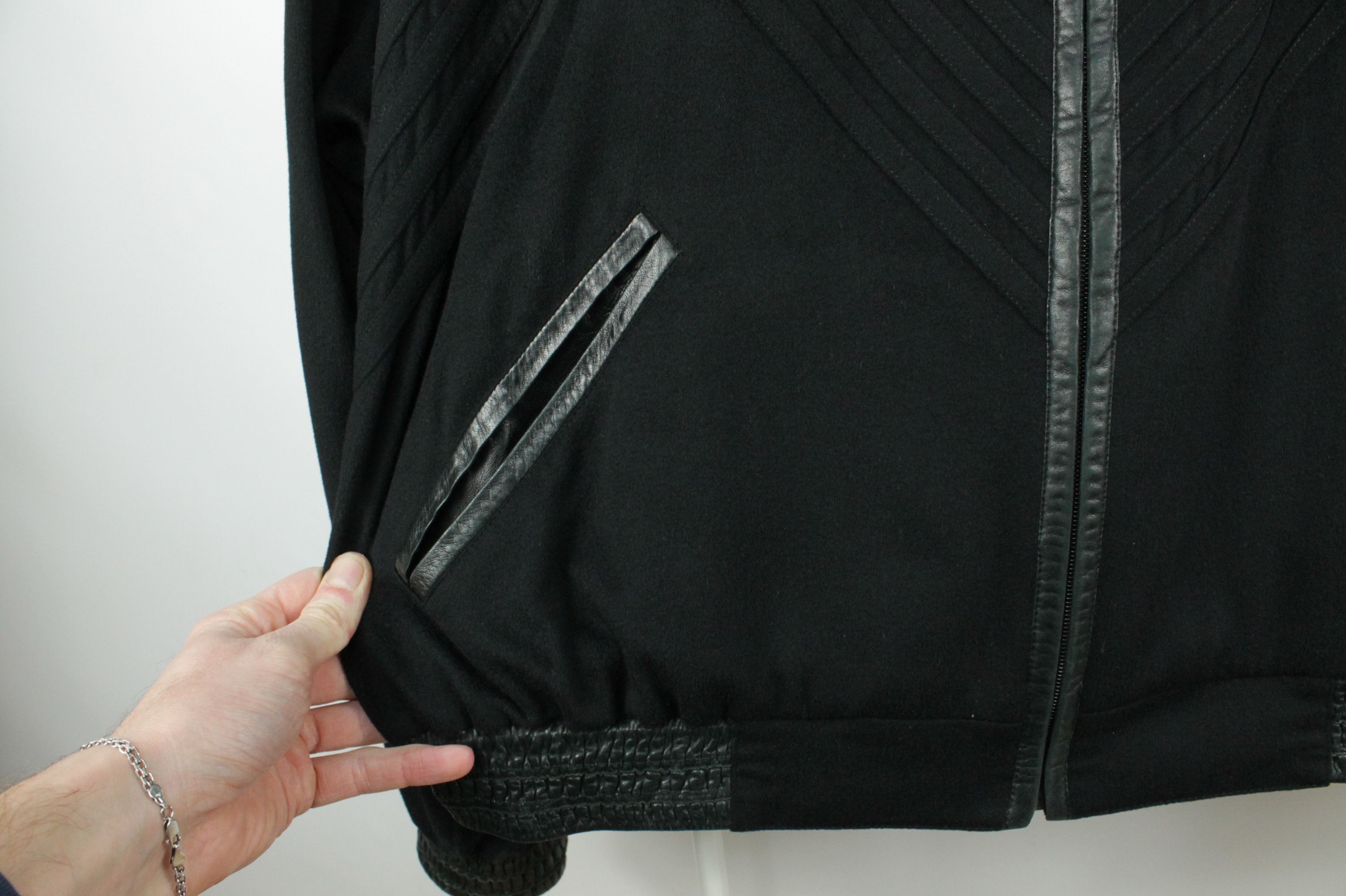 Zilli ZILLI Black Cashmere Leather Bomber Jacket Men's Size US XXL / EU 58 / 5 - 6 Thumbnail