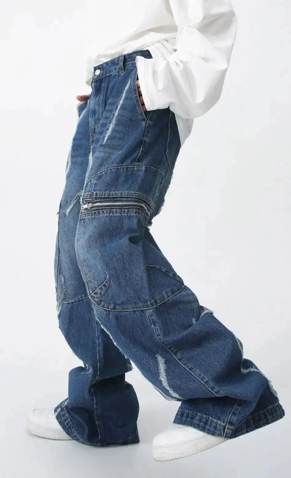 Japanese Brand Blue Color Oversized Streetwear Harajuku Denim Pants Size US 32 / EU 48 - 3 Thumbnail