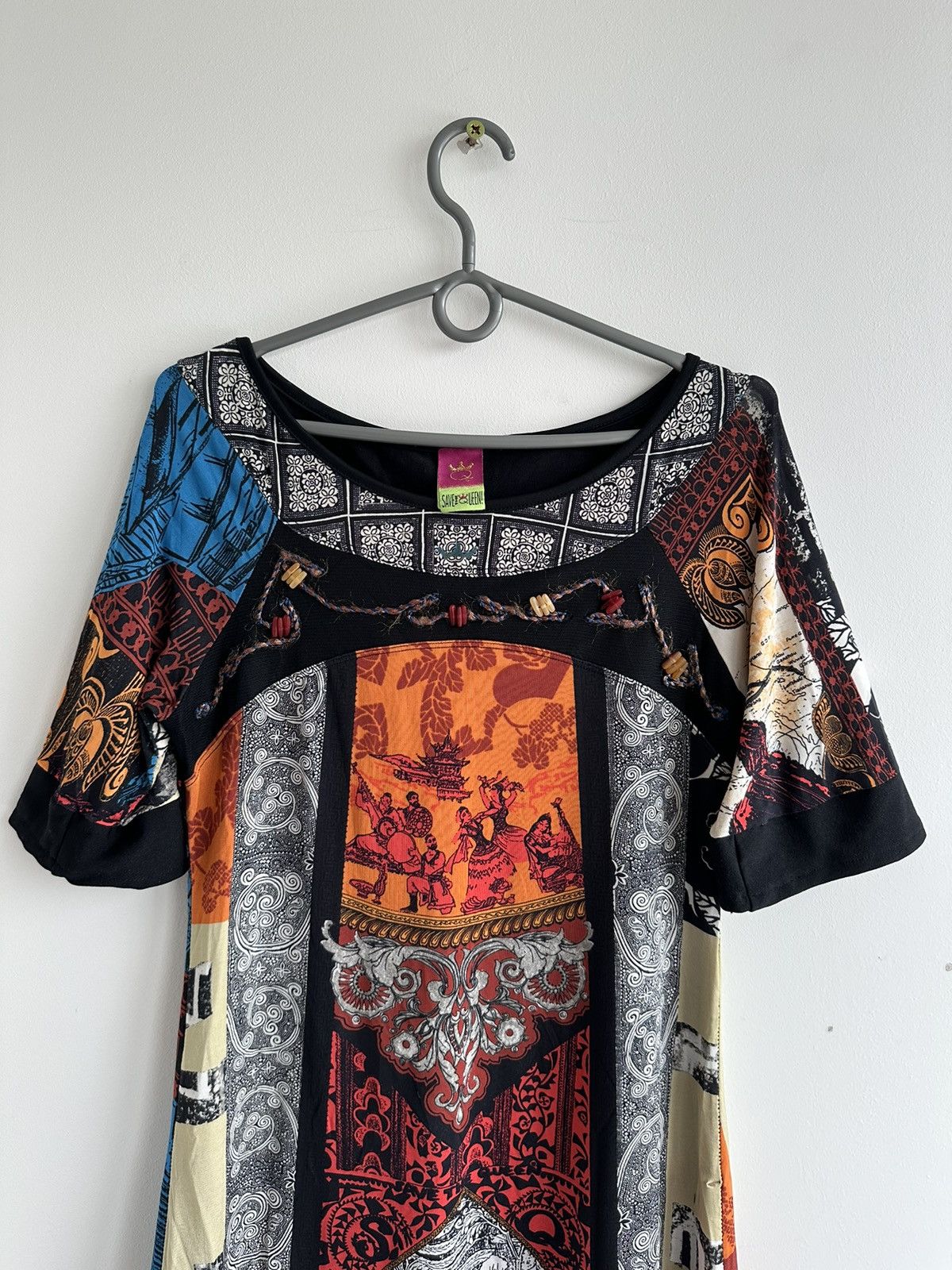 Vintage SAVE THE QUEEN MESH FLORAL DRESS MAXI NYLON ABSTRACT SIZE XL Size XL / US 12-14 / IT 48-50 - 4 Thumbnail