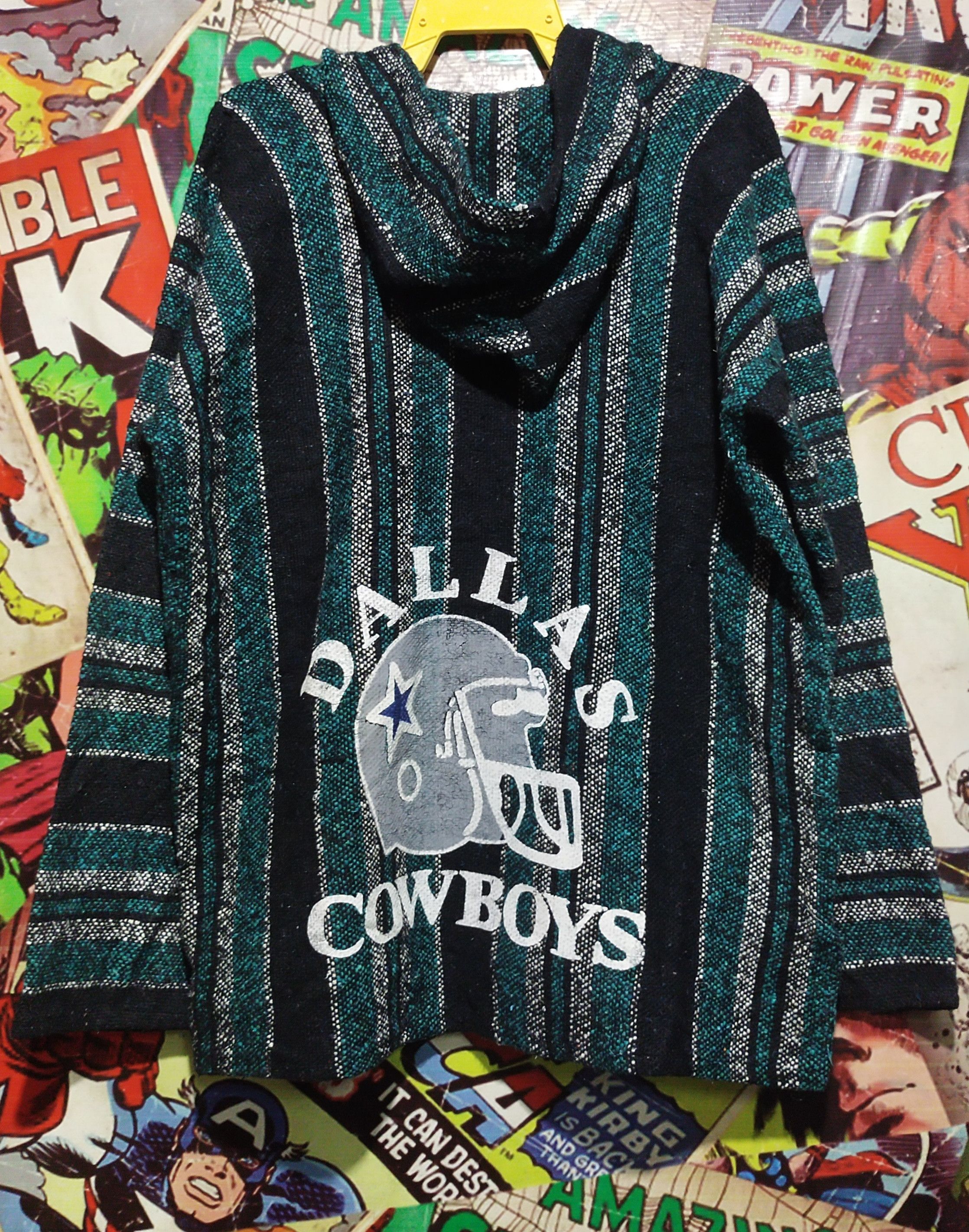 image of Designer X Vintage X Mexicana X Mixcon Parka Dallas Cowbows in Black/Green/Silver, Men's (Size XL)