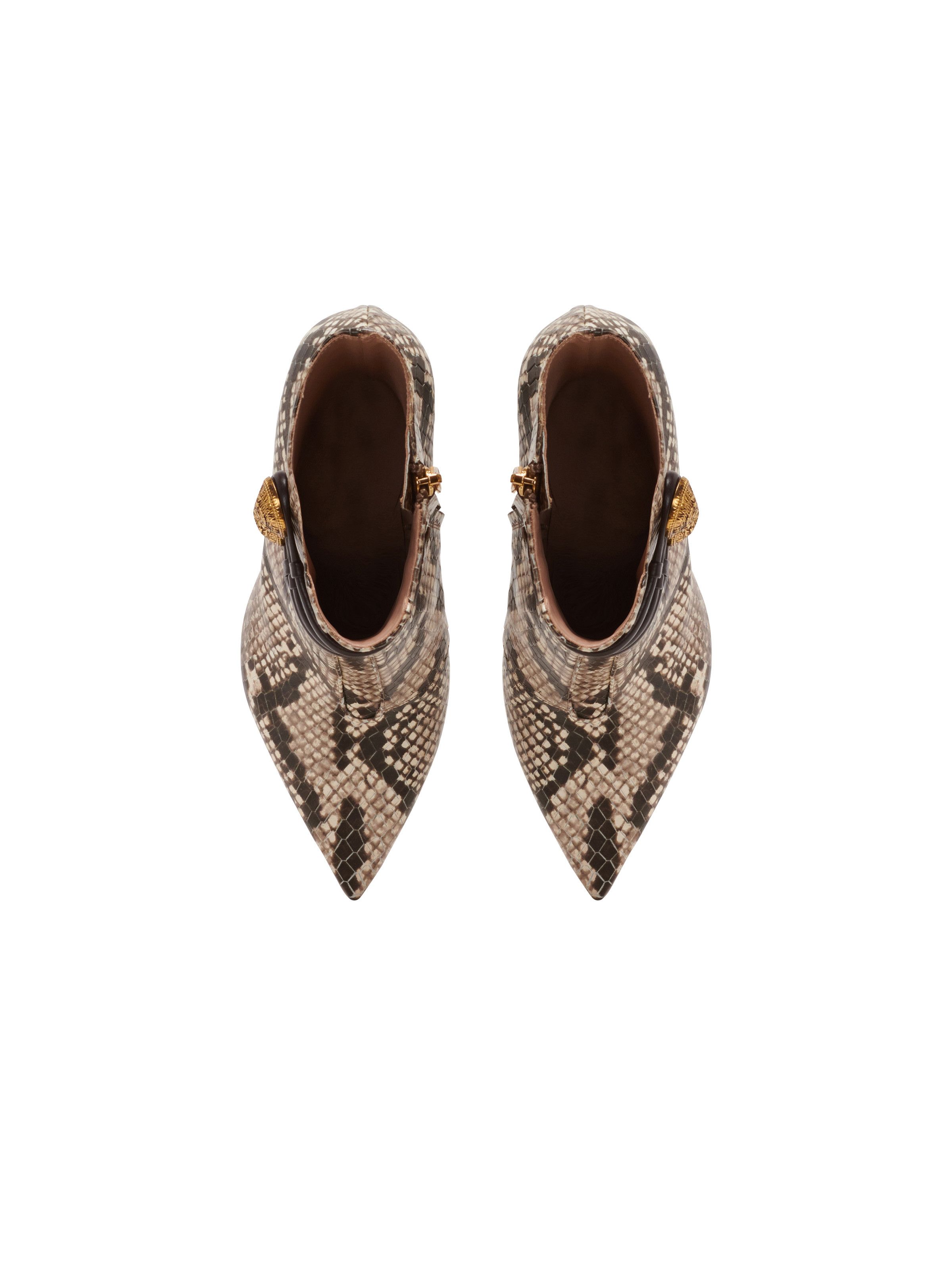 Balmain o1s1wg110925 Alma 95mm Snakeskin Effect Boots in Beige/Brown Size US 9 / IT 39 - 3 Thumbnail