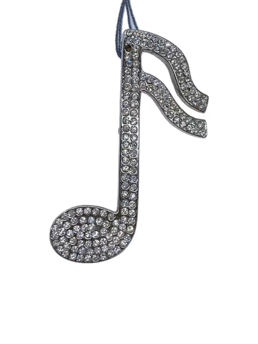 image of Undercover Swarovski Crystal Musical Note Badge in Silver, Men's