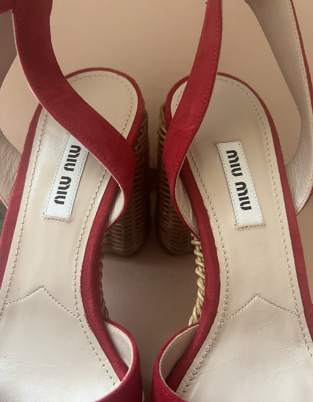 Miu Miu 🔥 Miu Miu suede bow platform sandals shoes Size US 7 / IT 37 - 6 Thumbnail