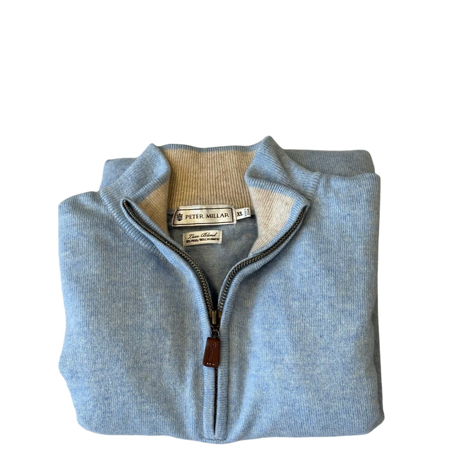 Peter Millar Sweater 1XL Light Blue Wool Cashmere Luxe Blend, Men's — image 2 of 6