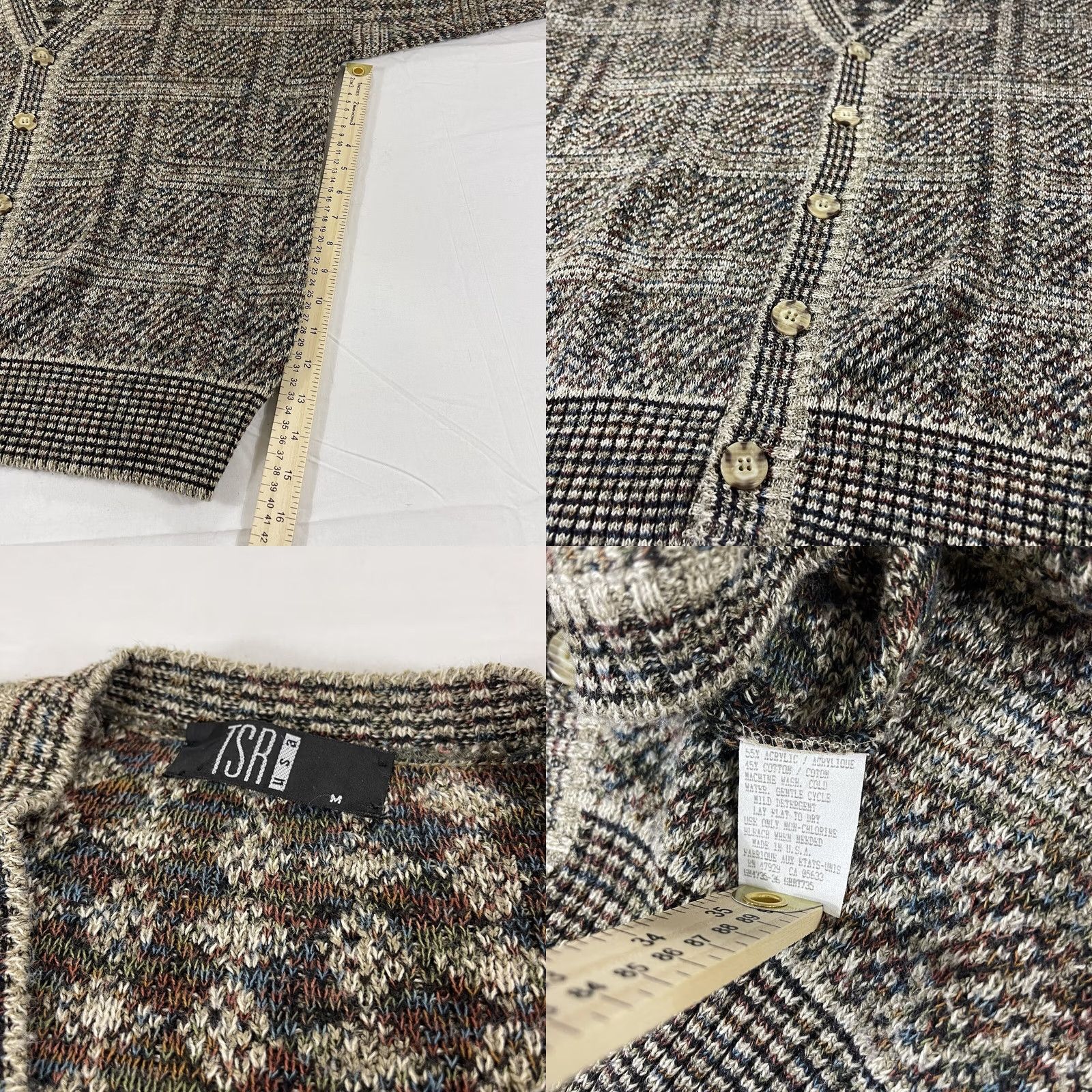 Vintage VINTAGE TSR Cardigan Sweater M Men Knit Beige 90s Button Cardigan Vintage Size US M / EU 48-50 / 2 - 8 Thumbnail