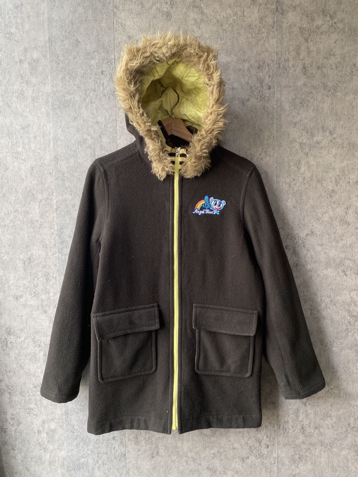 Angel Blue 2000s Angel Blue Wool Fur Hoodie Zipper Jacket Size US L / EU 52-54 / 3 - 2 Thumbnail