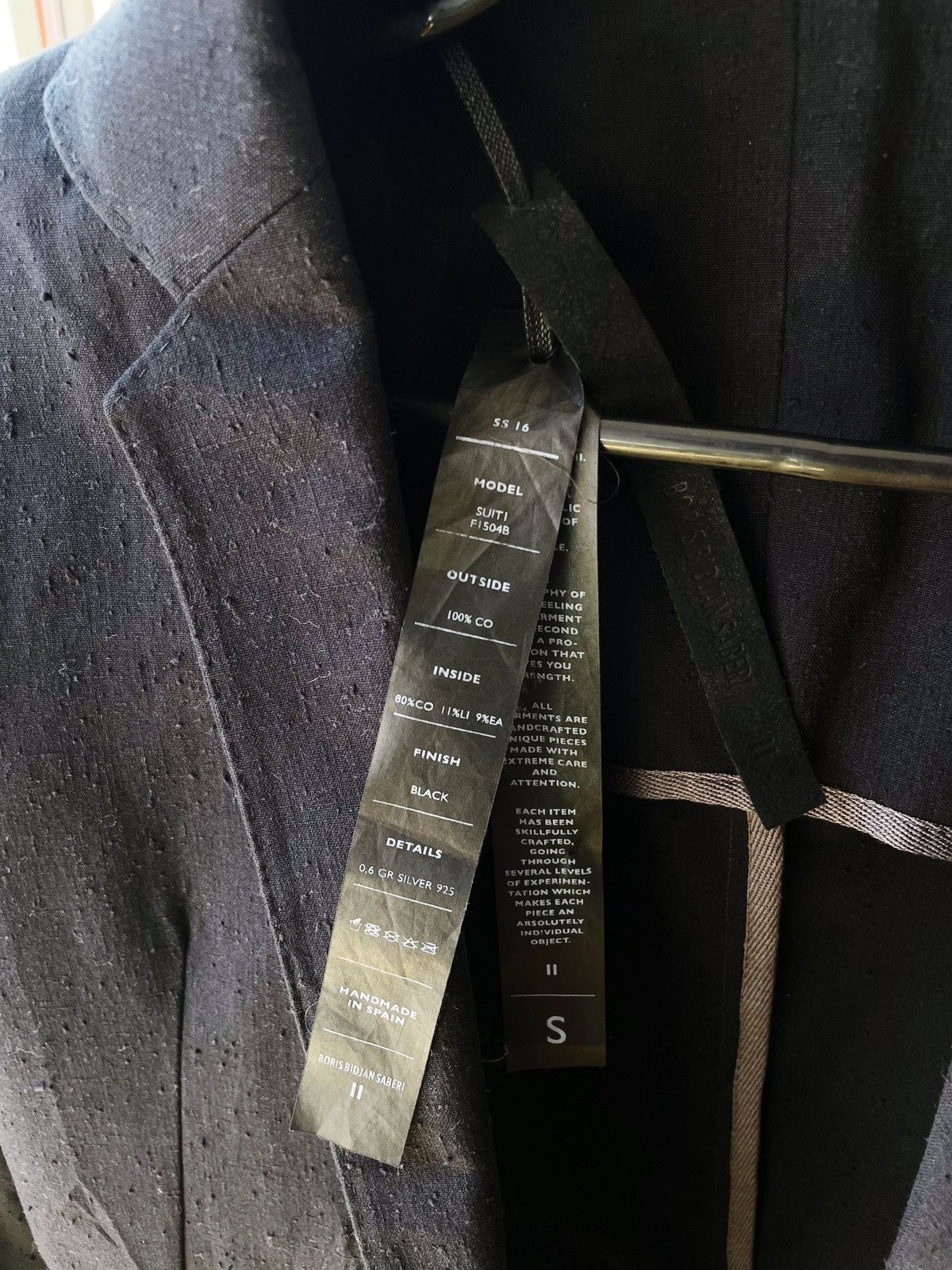 Boris Bidjan Saberi Boris Bidjan Suit 1 Black Jacket Size 46S - 5 Thumbnail