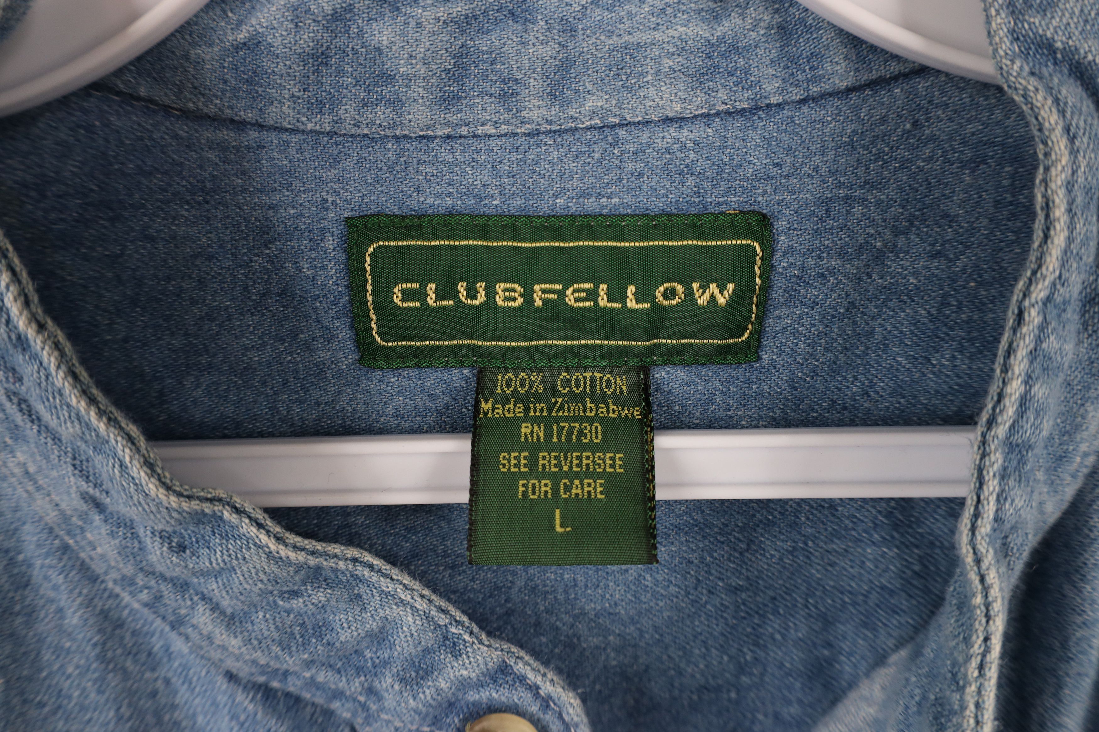 Vintage Vintage 90s Streetwear Jean Band Collar Button Shirt Blue Size US L / EU 52-54 / 3 - 9 Thumbnail