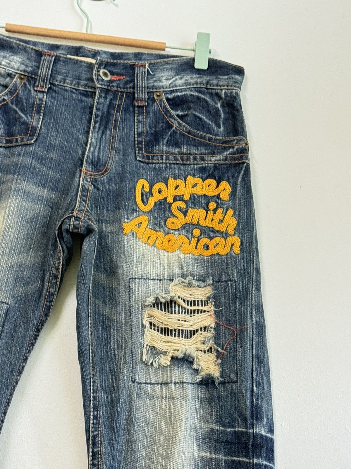 Hysteric Glamour × If Six Was Nine DISTRESSED PLAYCHESS STRIPED EMBROIDERY MUDDY WASH DENIM Size US 31 - 5 Thumbnail
