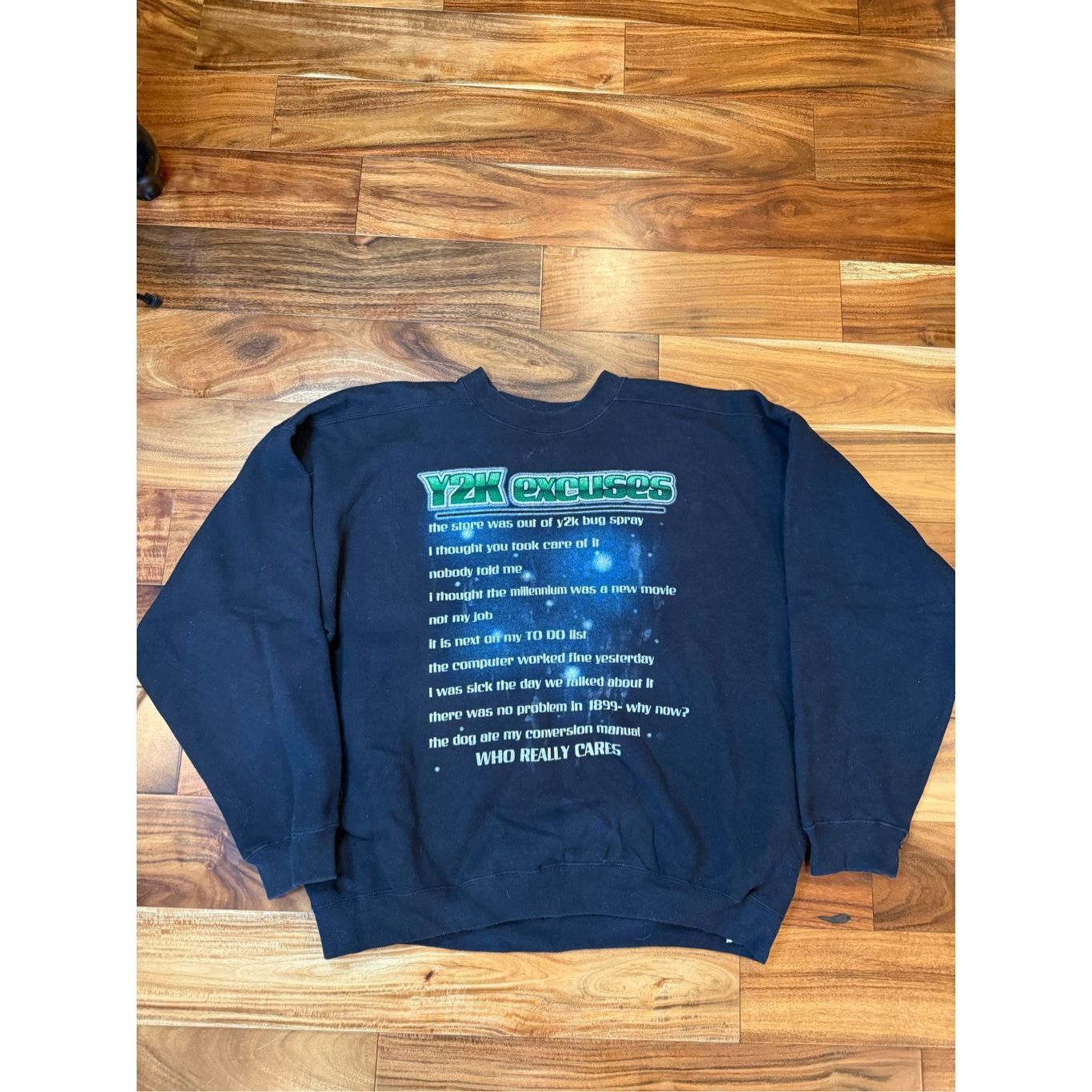 Vintage Size XL - Vintage Sweatshirt Black 90's Y2k Funny Script Swe Size US XL / EU 56 / 4 - 1 Thumbnail
