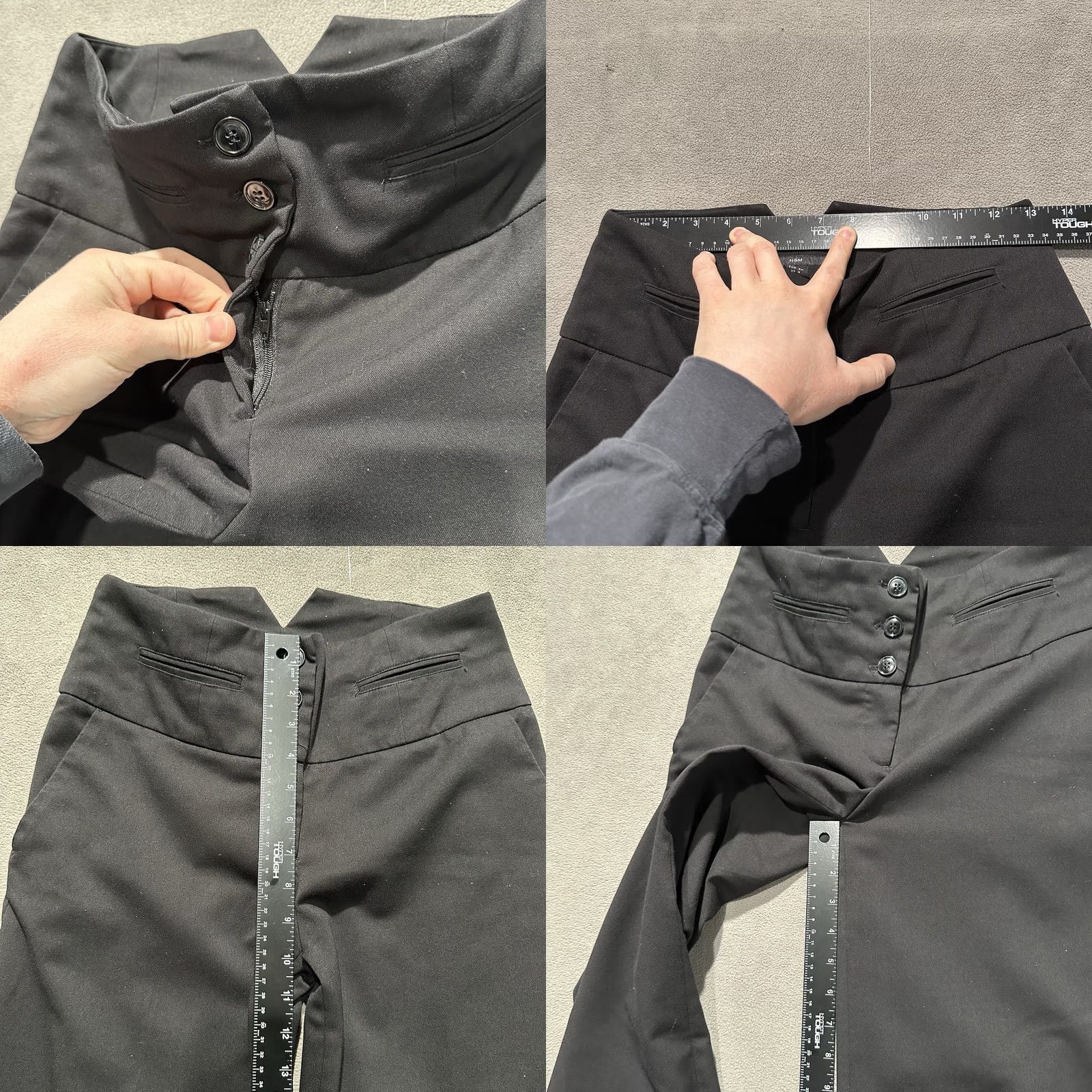 H&M H&M Black Wide Leg Pants Womens Size 4 Cuffed Relaxed Stretch Truser EUC Size 27" / US 4 / IT 40 - 8 Thumbnail