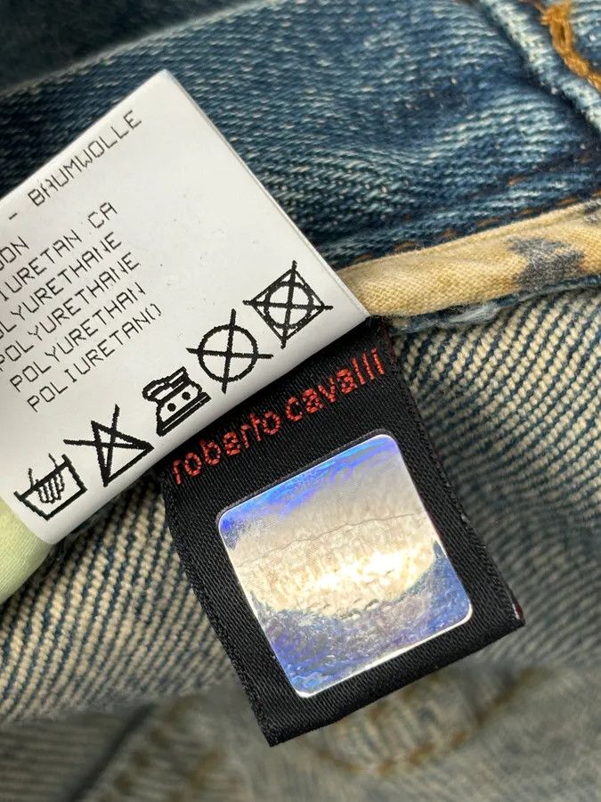 Roberto Cavalli 2000s Roberto Cavalli Blue Straight Contrast Side Stripe Denim Jeans Size US 32 / EU 48 - 12 Thumbnail