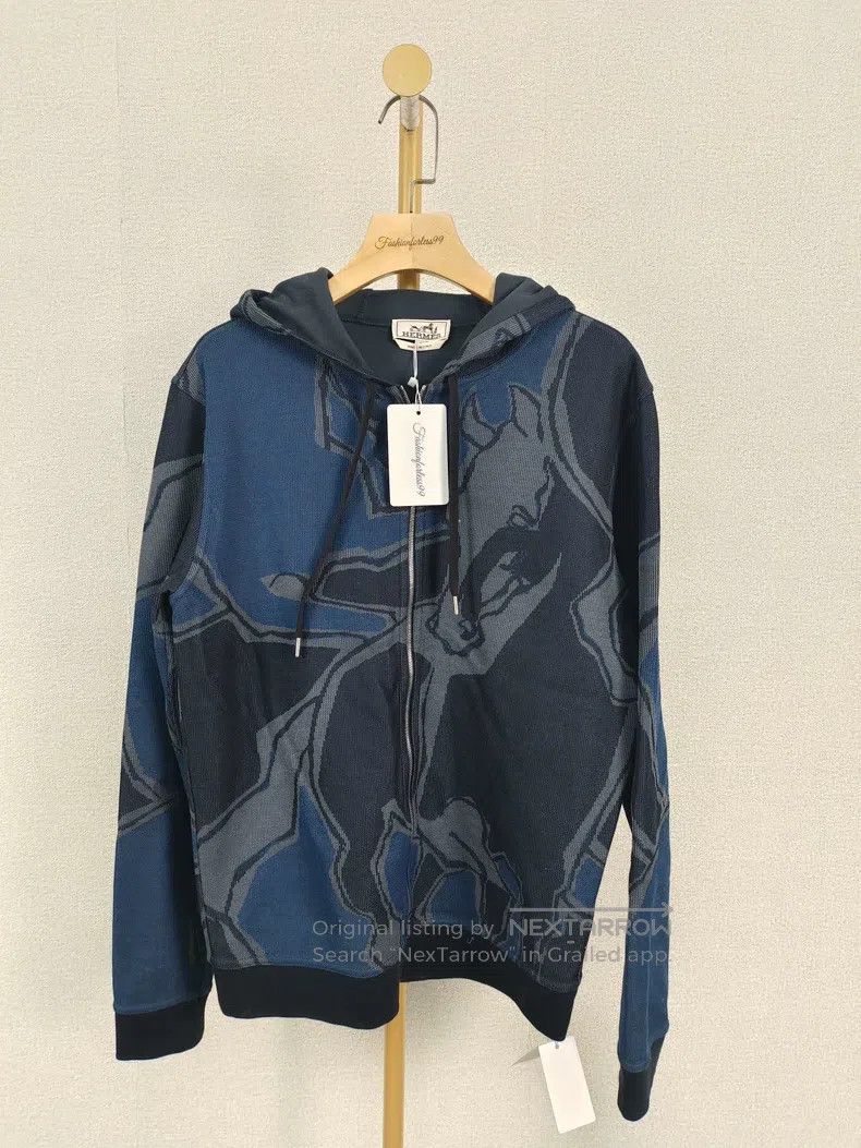 Hermes Hermes Dark Blue Battle Horse Zip Hoodie Size S / US 4 / IT 40 - 1 Thumbnail