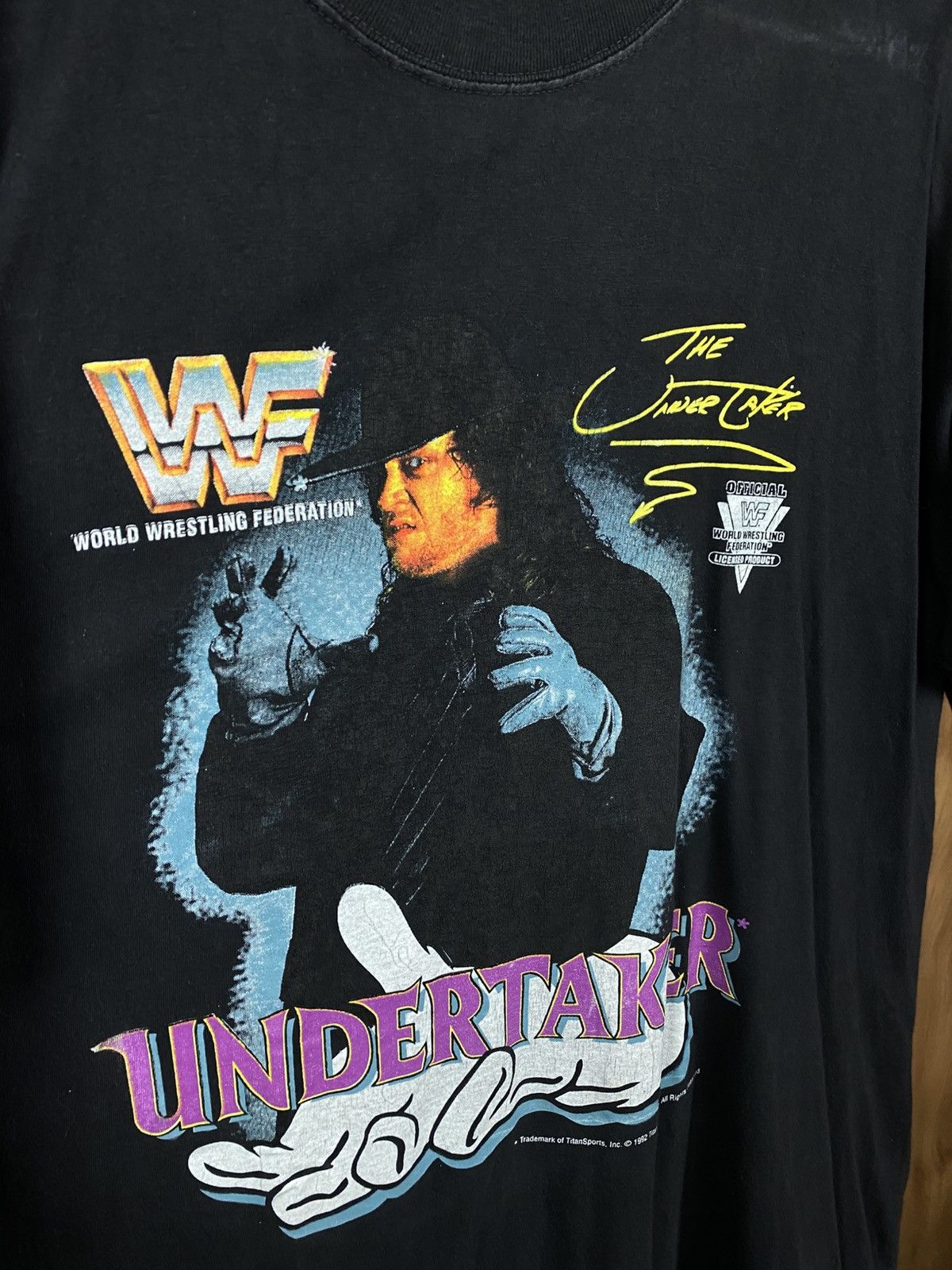 WWF ⚰️Vintage 1992 T-Shirt Undertaker WWE WWF Wrestling Tee⚰️ Size US XL / EU 56 / 4 - 6 Thumbnail