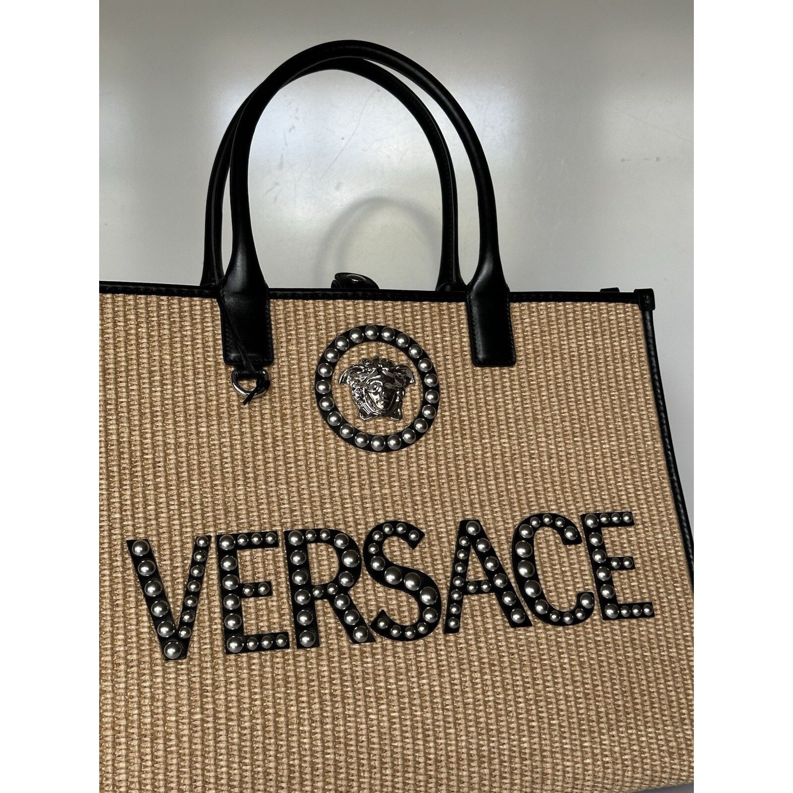 Versace Versace Medusa Large Tote Fabric/Leather Bag 1004741 Size ONE SIZE - 7 Thumbnail