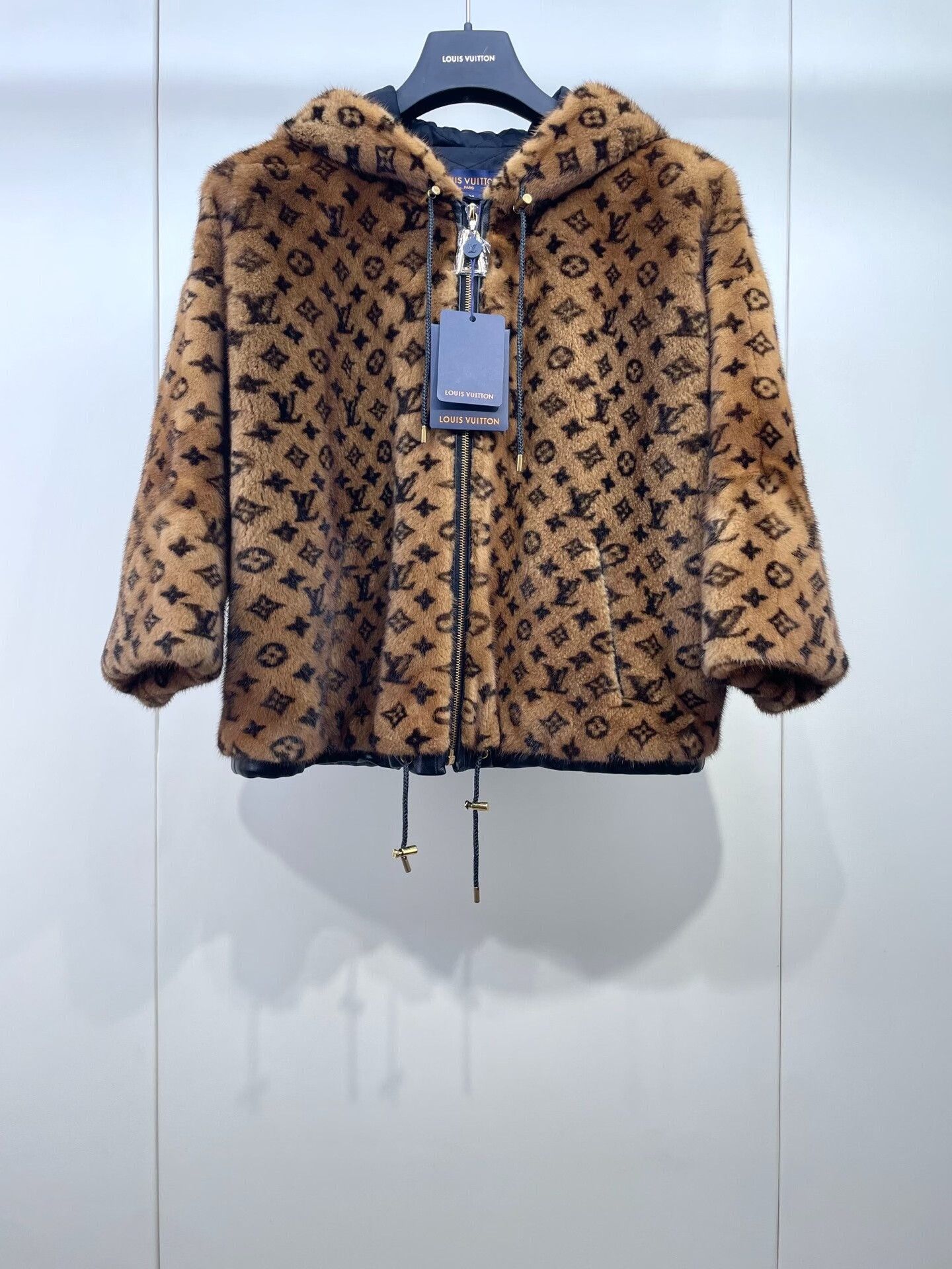 Louis Vuitton LV Monogram Hooded Mink Fur Coat Size XXS / US 00 / IT 34 - 1 Thumbnail