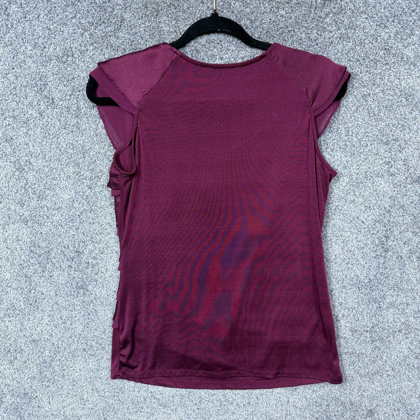 Vintage VINTAGE Limited Blouse Womens S Maroon Tiered Ruffle Scoop Neck Office Siren Coquette Size S / US 4 / IT 40 - 7 Thumbnail