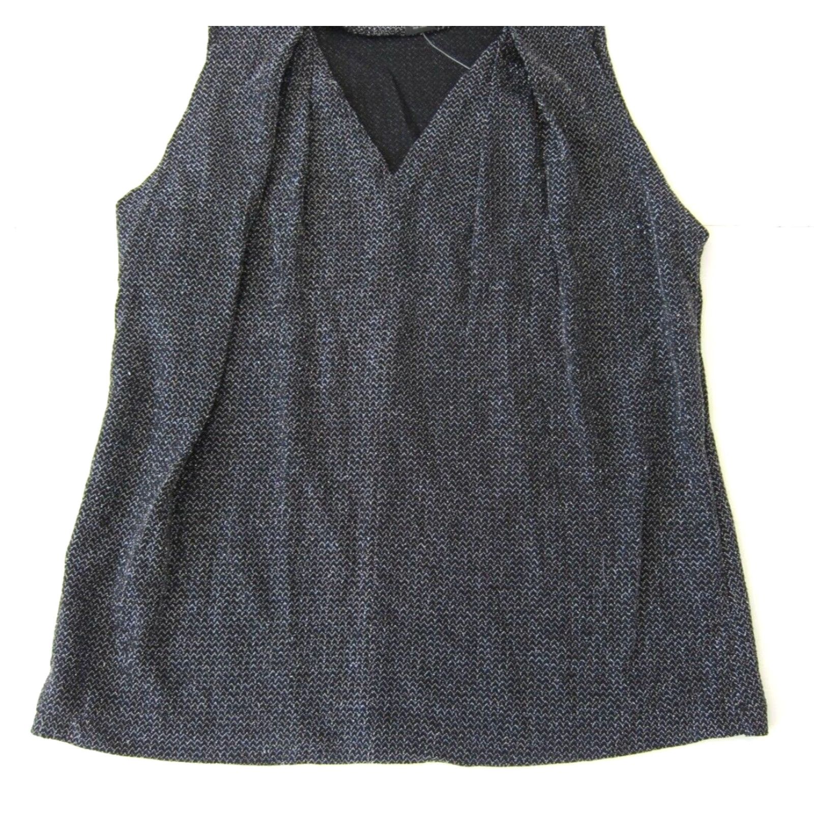 Vintage Grace Elements Blouse XL Sleeveless V-Neck Silver Metallic Sparkle Women NWT Size XL / US 12-14 / IT 48-50 - 8 Thumbnail