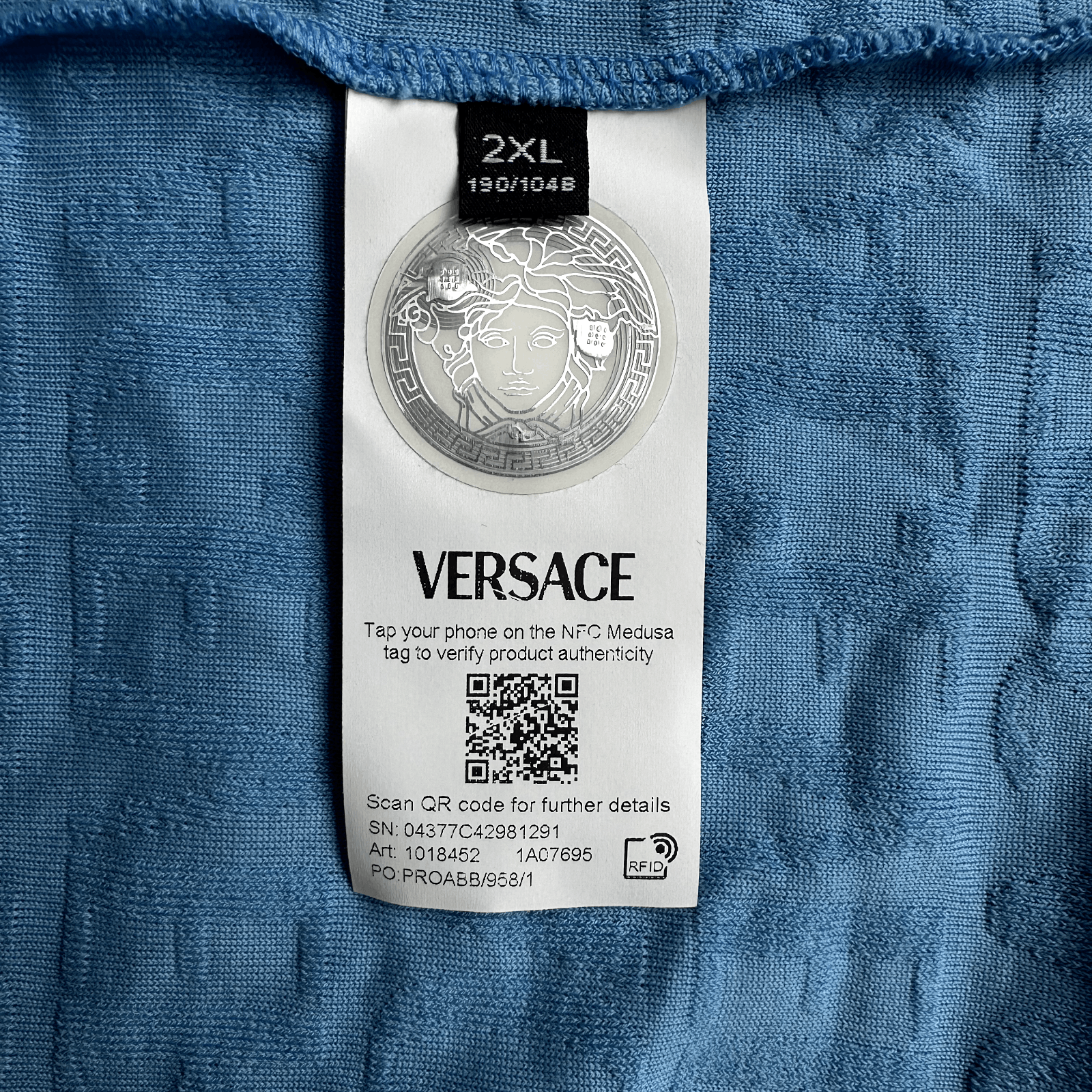 Versace Versace Blue Towel Sirt With All Over Print Size 2Xl Retail Size US XXL / EU 58 / 5 - 3 Thumbnail