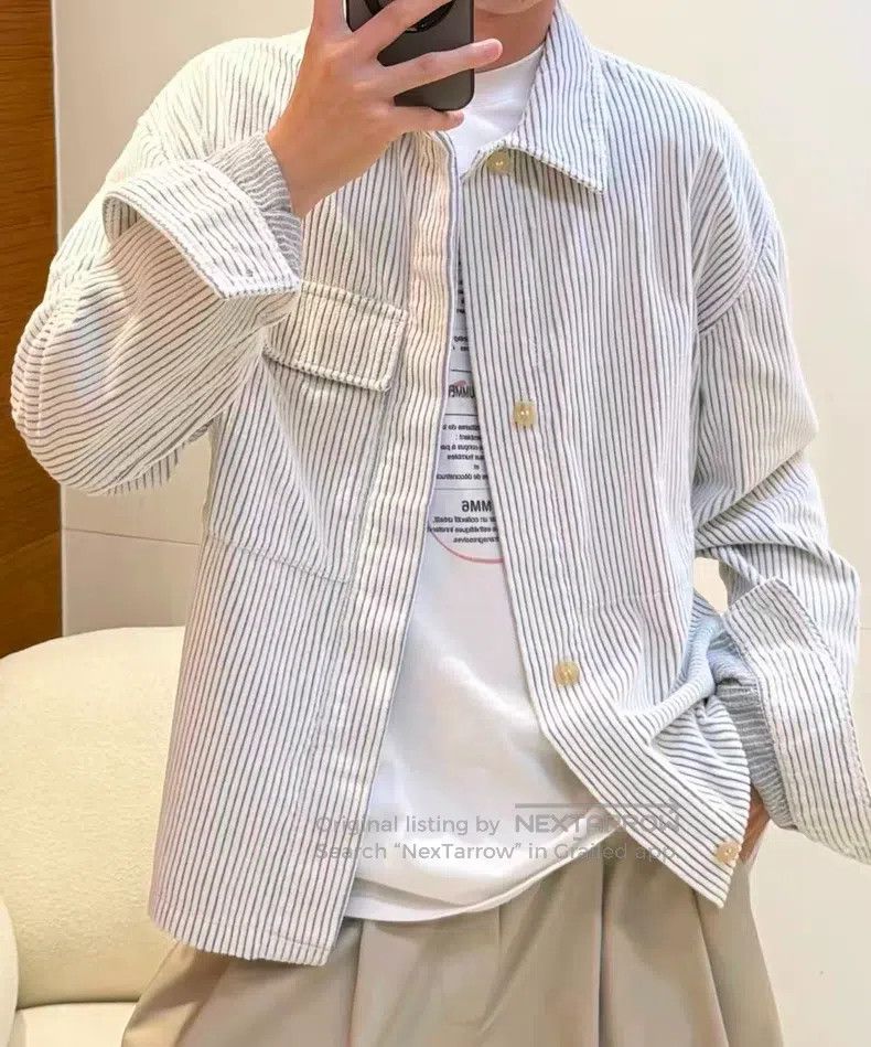 Dior Dior Blue and White Stripe Corduroy Jacket Size US L / EU 52-54 / 3 - 6 Thumbnail
