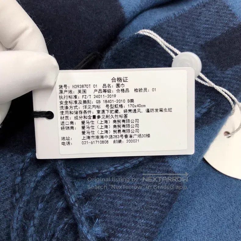 Hermes Hermes size 170*40cm Cashmere scarf, blue Size ONE SIZE - 9 Thumbnail