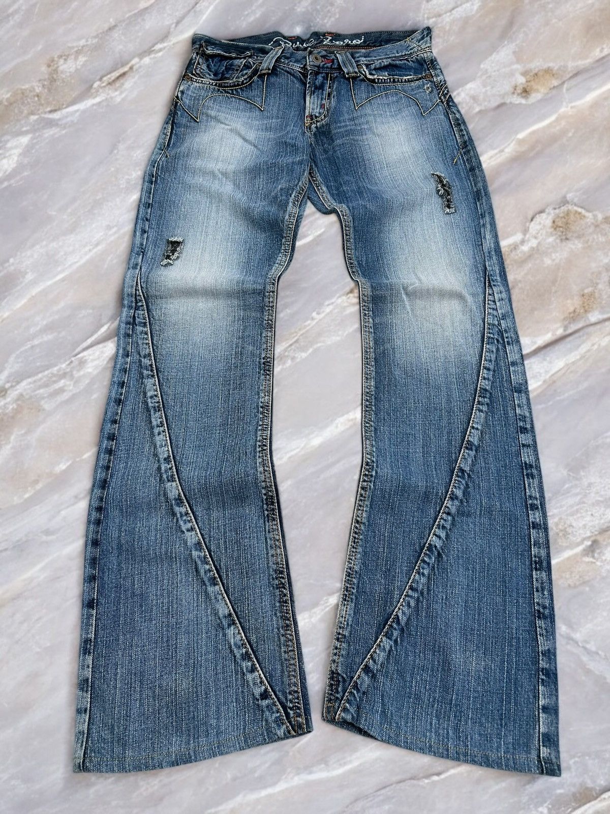 Japanese Brand Edwin Rude Zero Flare Washed Distressed Size US 30 / EU 46 - 1 Thumbnail