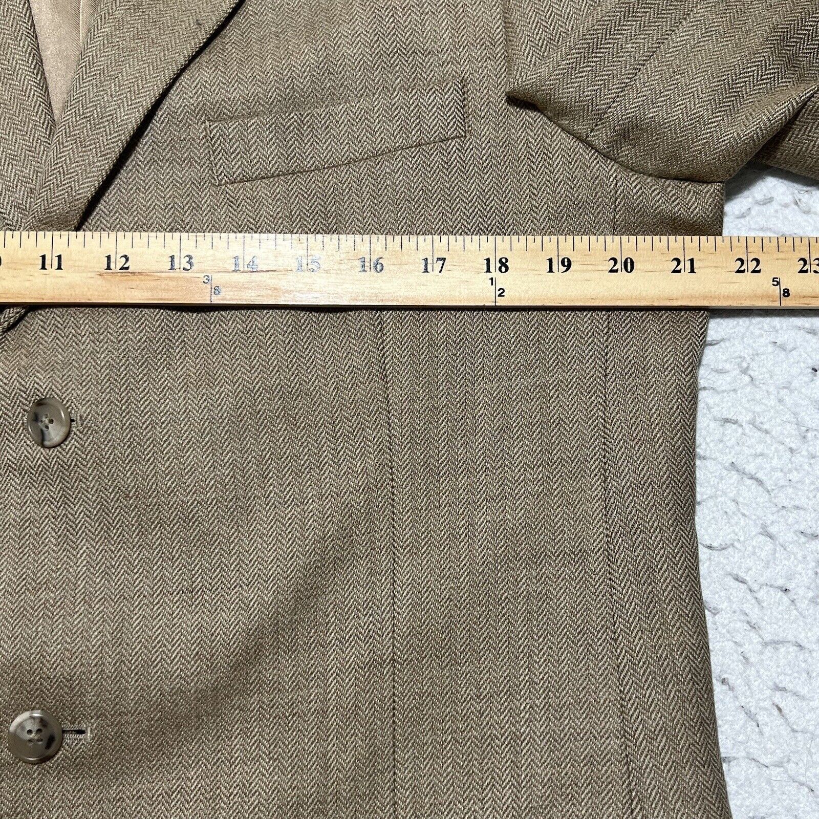 Stafford Stafford Wool Herringbone Beige Career Suit Jacket Coat 42L Size 42L - 10 Thumbnail