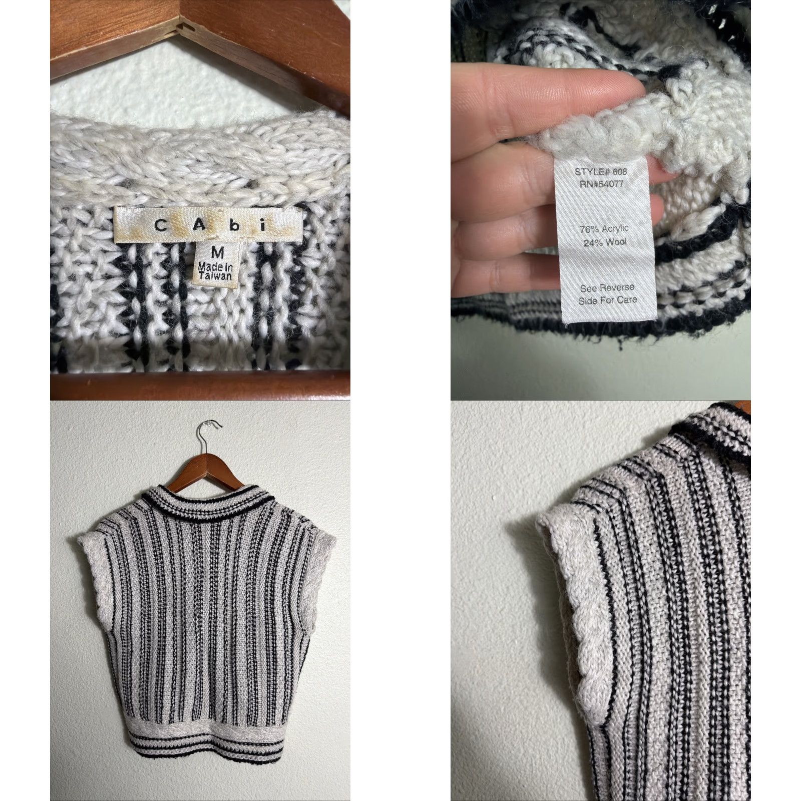Vintage VINTAGE Black White Striped Cardigan Sweater Wool Blend Medium M Woman Casual Shirts? Size M / US 6-8 / IT 42-44 - 8 Thumbnail
