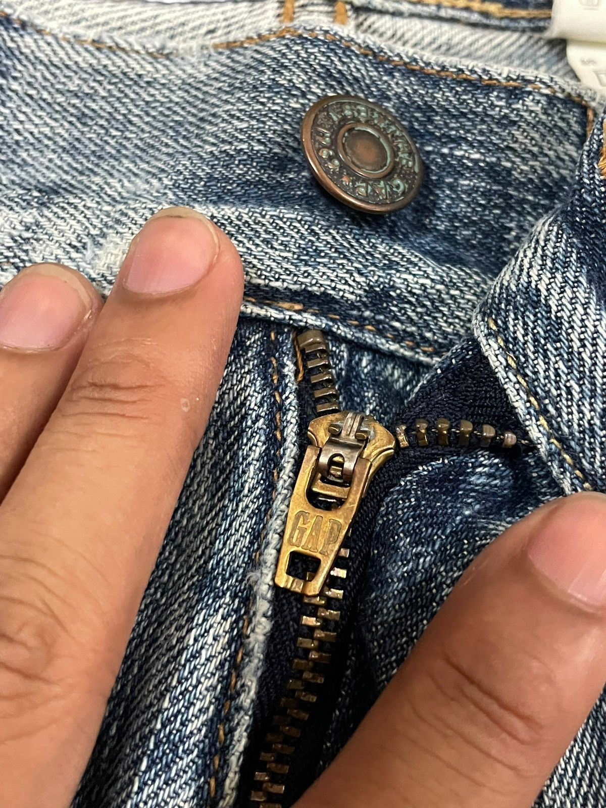 Gap Vintage Y2K Gap Army Blue Wash Crazy Pocket Straight Jeans Size US 29 - 11 Thumbnail