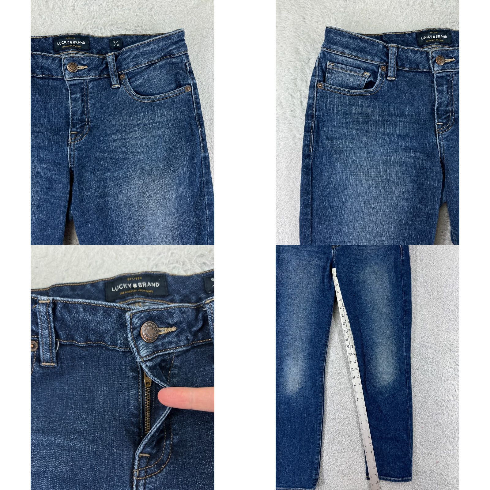 Lucky Brand Lucky Brand Jeans Womens 6 Blue Denim Skinny Regular 5-Pocket Distressed Cotton Blend 90s Style Mens, Womens Size 28" / US 6 / IT 42 - 8 Thumbnail