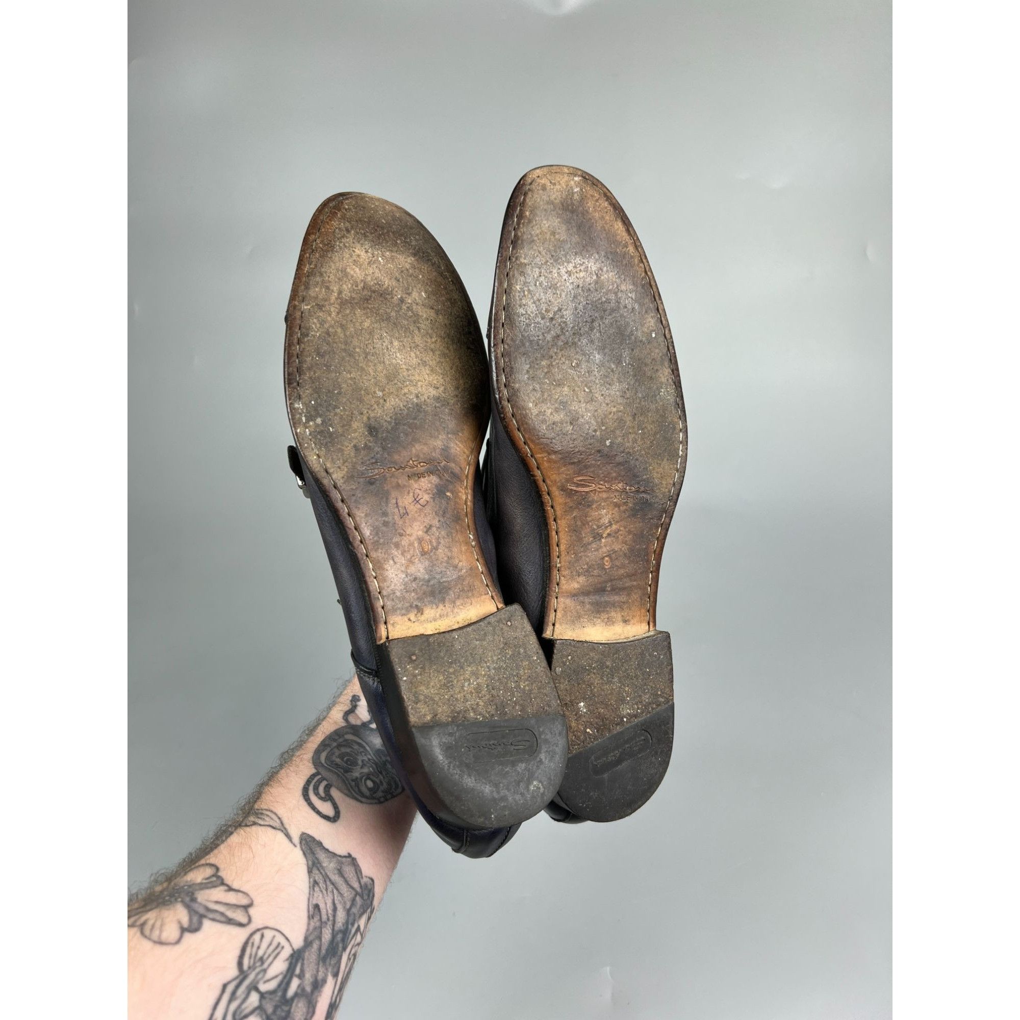 Santoni Santoni Blue Patina Monk Strap Dress Shoes (Y0996) Size US 11 / EU 44 - 10 Thumbnail